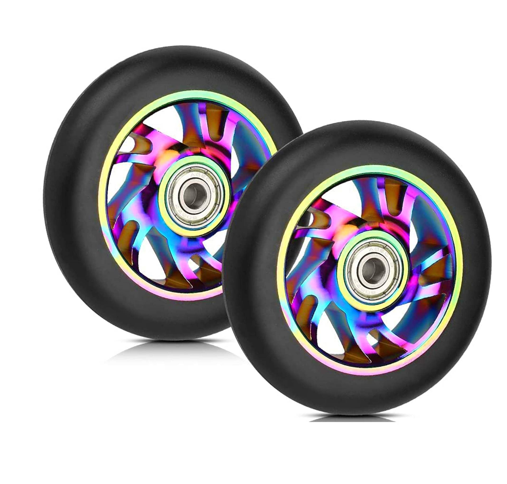 Yungeln 2 Stück 110mm Stunt Scooter Ersatzräder 110 x 24mm 88A Vollreifen mit ABEC-9 Lager kompatibel für meisten Stuntscooter und Kickscooter von Yungeln