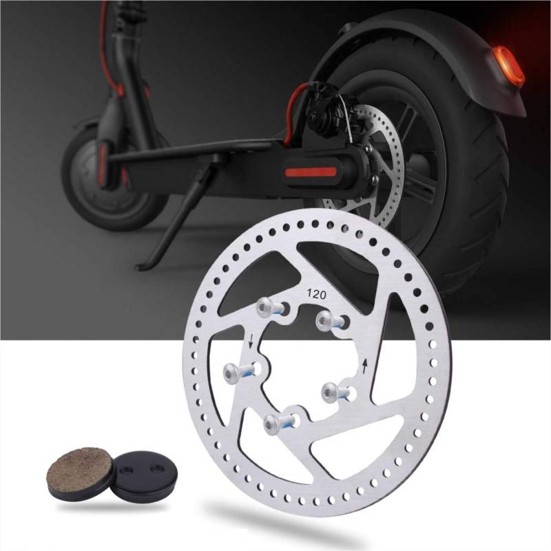 Yungeln Bremsscheibe 120mm mit Schrauben + 2 Bremsbelag für Scooter, 3 Stücke Scooter Ersatzteil Zubehör kompatibel für Xiaomi M365 Pro Scooter von Yungeln