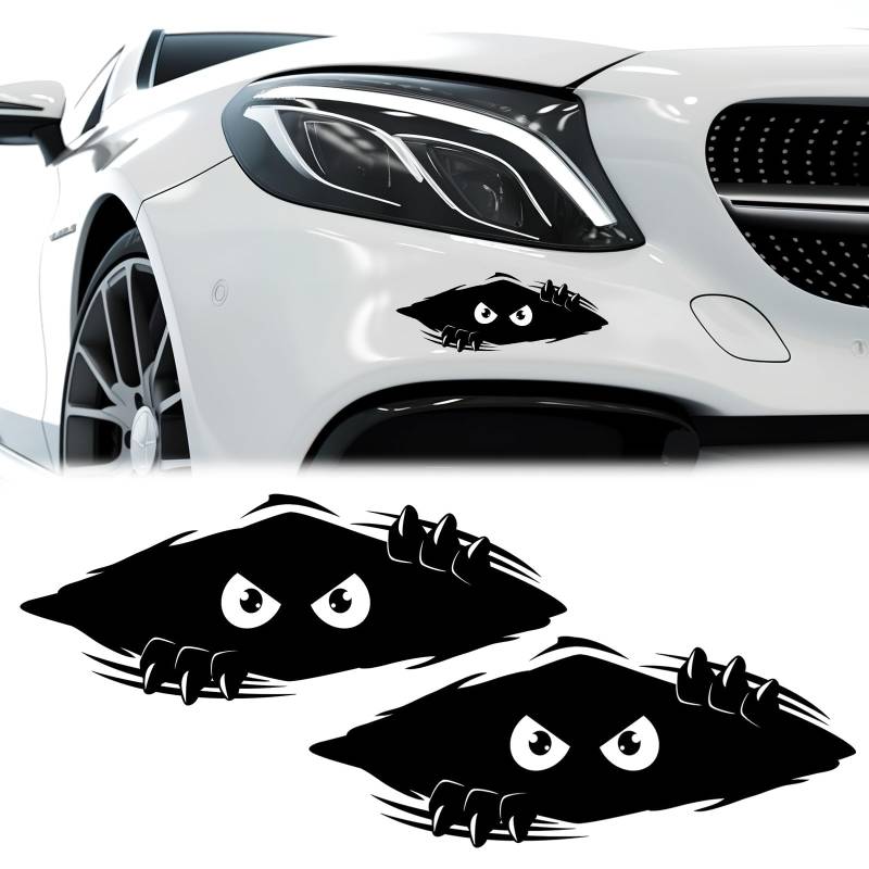 Yuqilin 2 Stück Monster Sticker, 3D Peeking Monster Cartoon Auto Aufkleber, Wasserdicht Autoaufkleber, Graffiti Sticker, für Auto Autofenster Stoßstange Laptop Motorrad (Schwarz) von Yuqilin