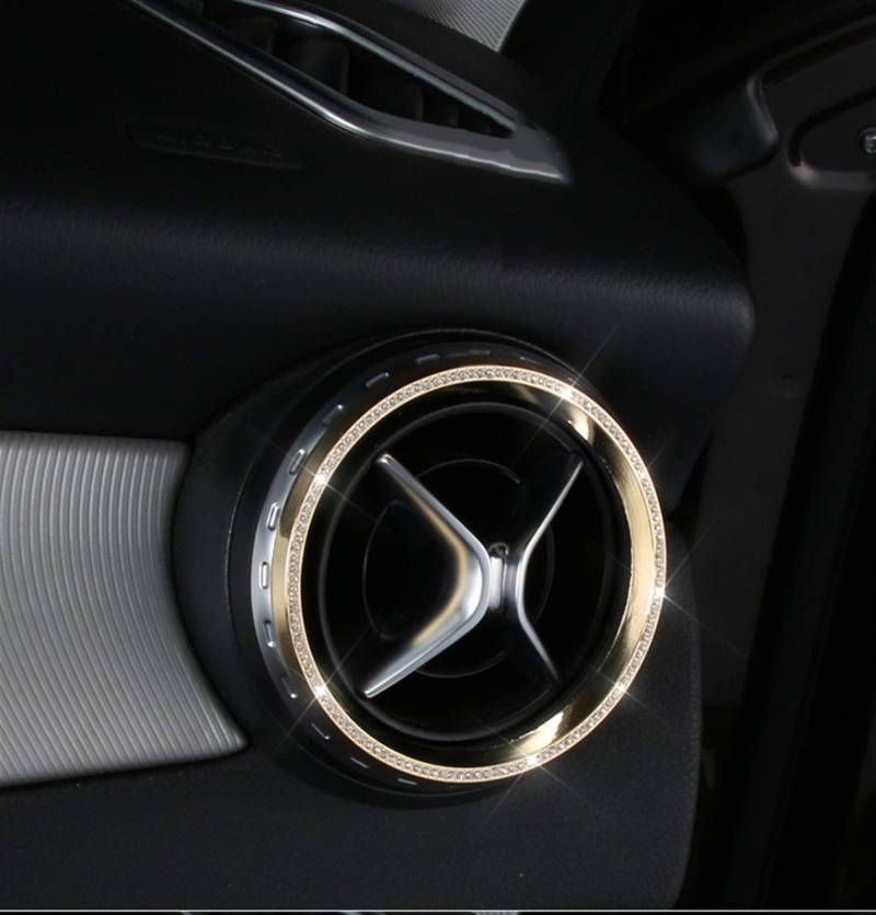 5-teiliges Autozubehör passend for Mercedes-Benz GLA CLA W117 X156 2015-2017 Klimaanlagen-Auslass-Dekorationsrahmen-Diamantaufkleber Interieurleisten(Gold) von Yurefax