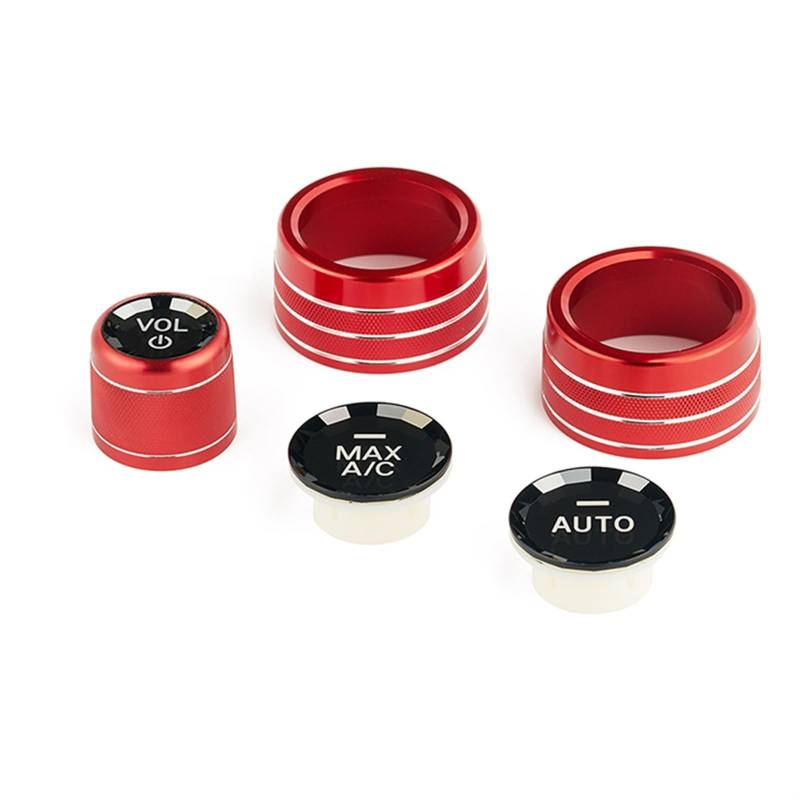 Bedienknopf-Abdeckring for BWM, 1 2 3 4 Serie F20 F22 F30 F32 Crystal Style Auto AC Radio Knopf Schalter Abdeckung Klimaanlage Knopf Schalter Abdeckung Aufkleber(Red,for 3 Series 2013-19) von Yurefax