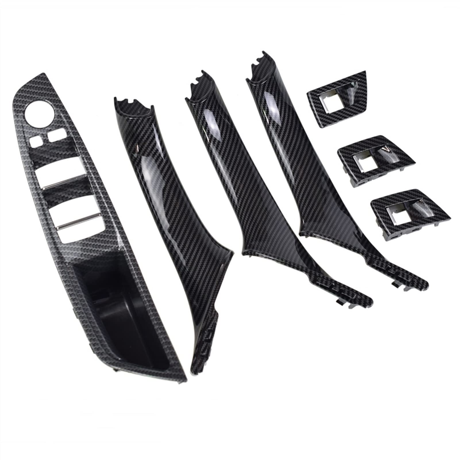 Innentürgriffe 7PCS RHD Rechtslenker Auto Innen Tür Armlehne Griff Panel Pull Trim Abdeckung, for, for 5 Serie F10 F11 520 525(Carbon-7pcs) von Yurefax