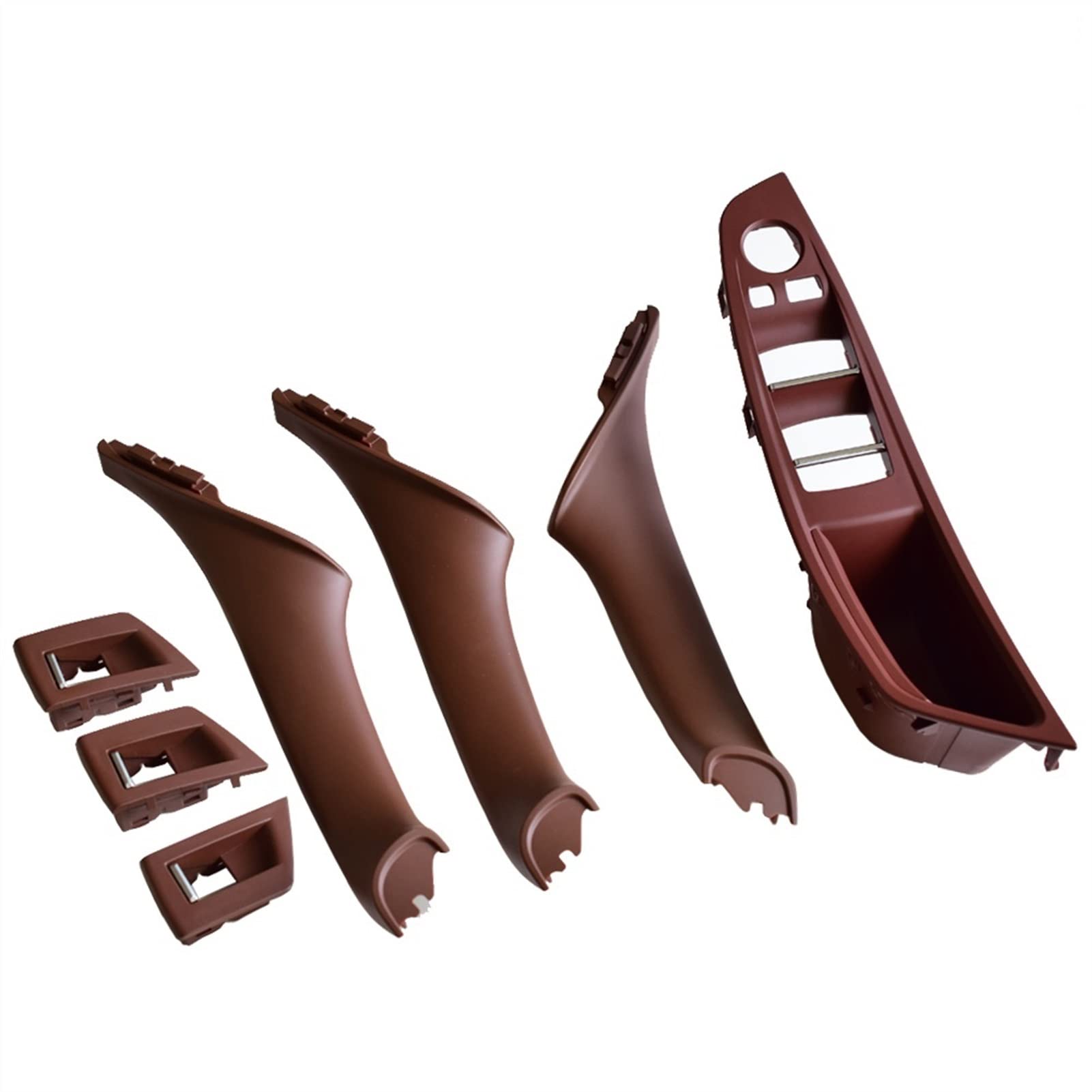 Innentürgriffe 7PCS RHD Rechtslenker Auto Innen Tür Armlehne Griff Panel Pull Trim Abdeckung, for, for 5 Serie F10 F11 520 525(Wine Red-7pcs) von Yurefax