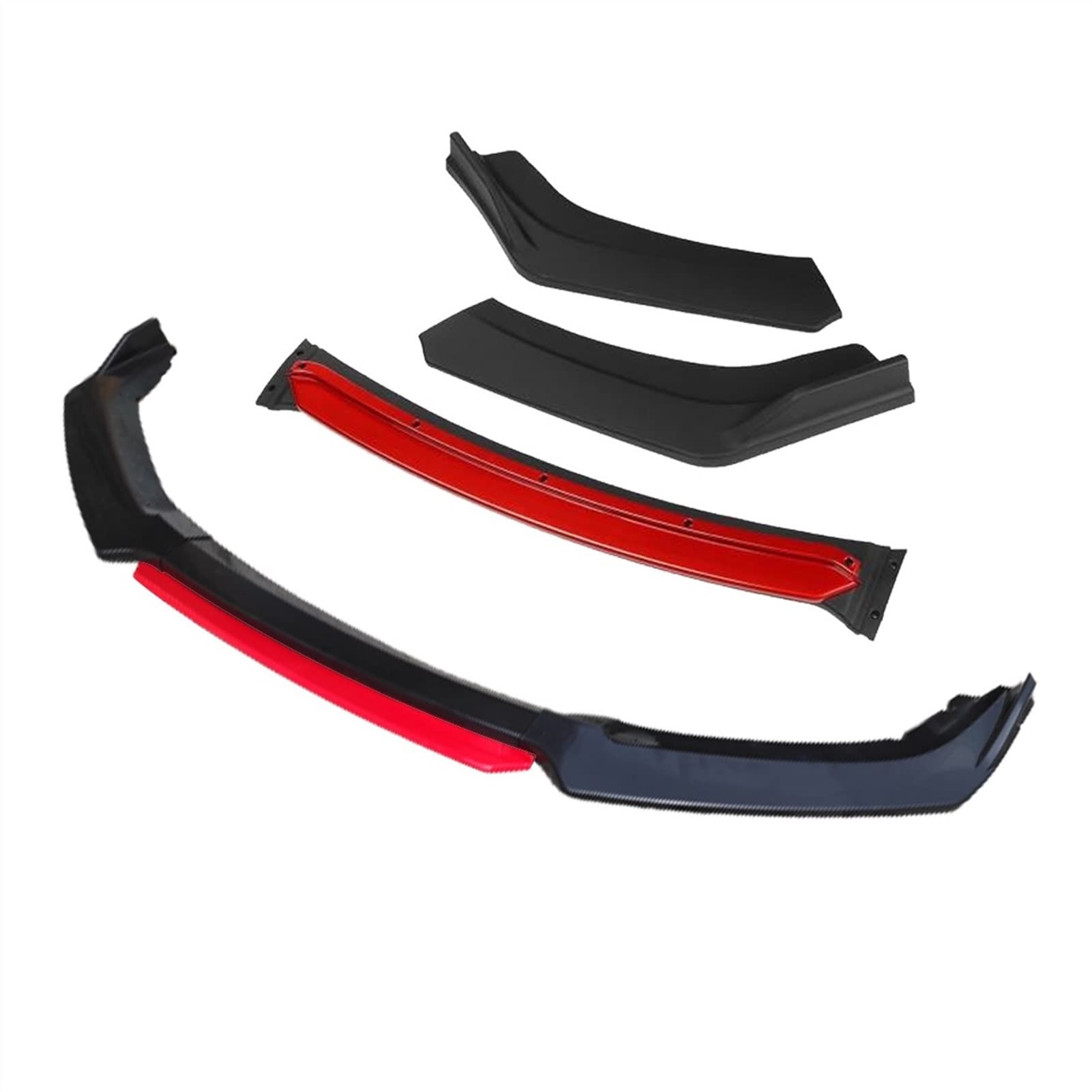 Yurefax 3-teiliges Zubehör, Auto-Frontstoßstangen-Lippensplitter, Diffusor-Lippenkörper-Kit, Spoiler-Stoßstangen, for Toyota, for Corolla, 2015 2016 2017, Schwarz Frontspoilerlippe für Autos(4pcs+Red) von Yurefax