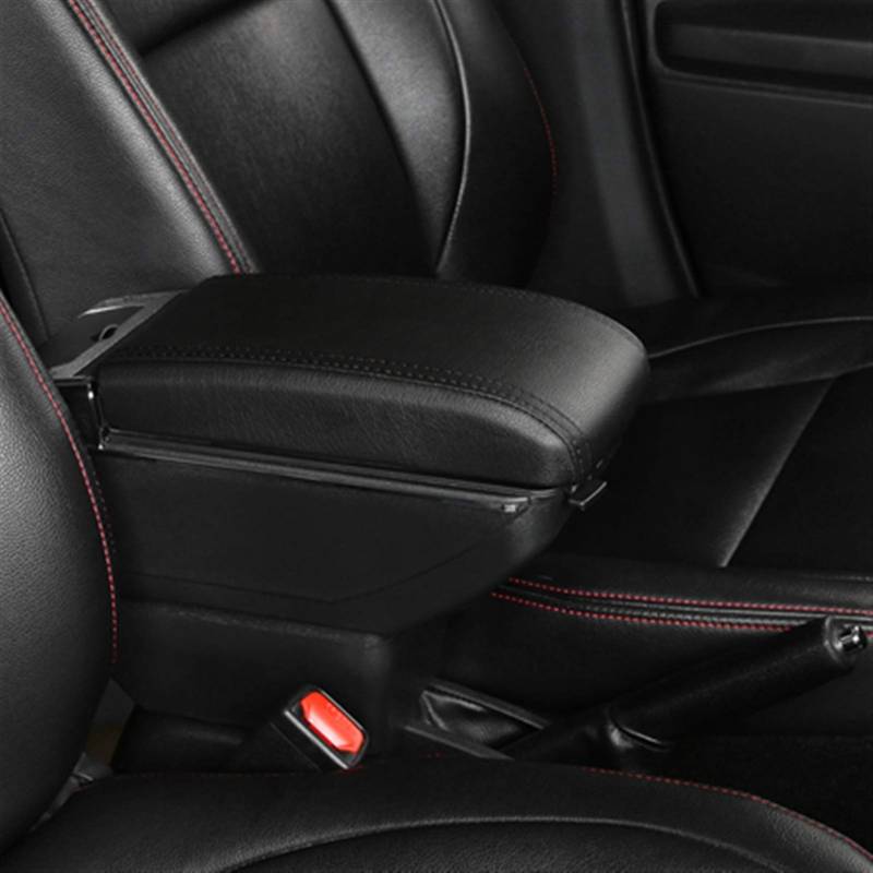 Yurefax Armlehnenbox, for Ford, Aspire Endeavor Figo Freestyle Center Storage Getränkehalter Aschenbecher Ersatzteil Auto Modifizierte Innenausstattung Leder Konsolen-Armlehnenbezug(D Styke All Black) von Yurefax