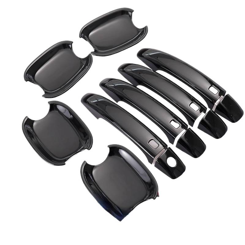 Yurefax Glänzend schwarz verchromter Aufkleber for die Türgriffabdeckung, for Audi, A4 B8 Q5 Q3, Styling, Autozubehör Autotürgriffkappe(Black Handle-Bowl) von Yurefax