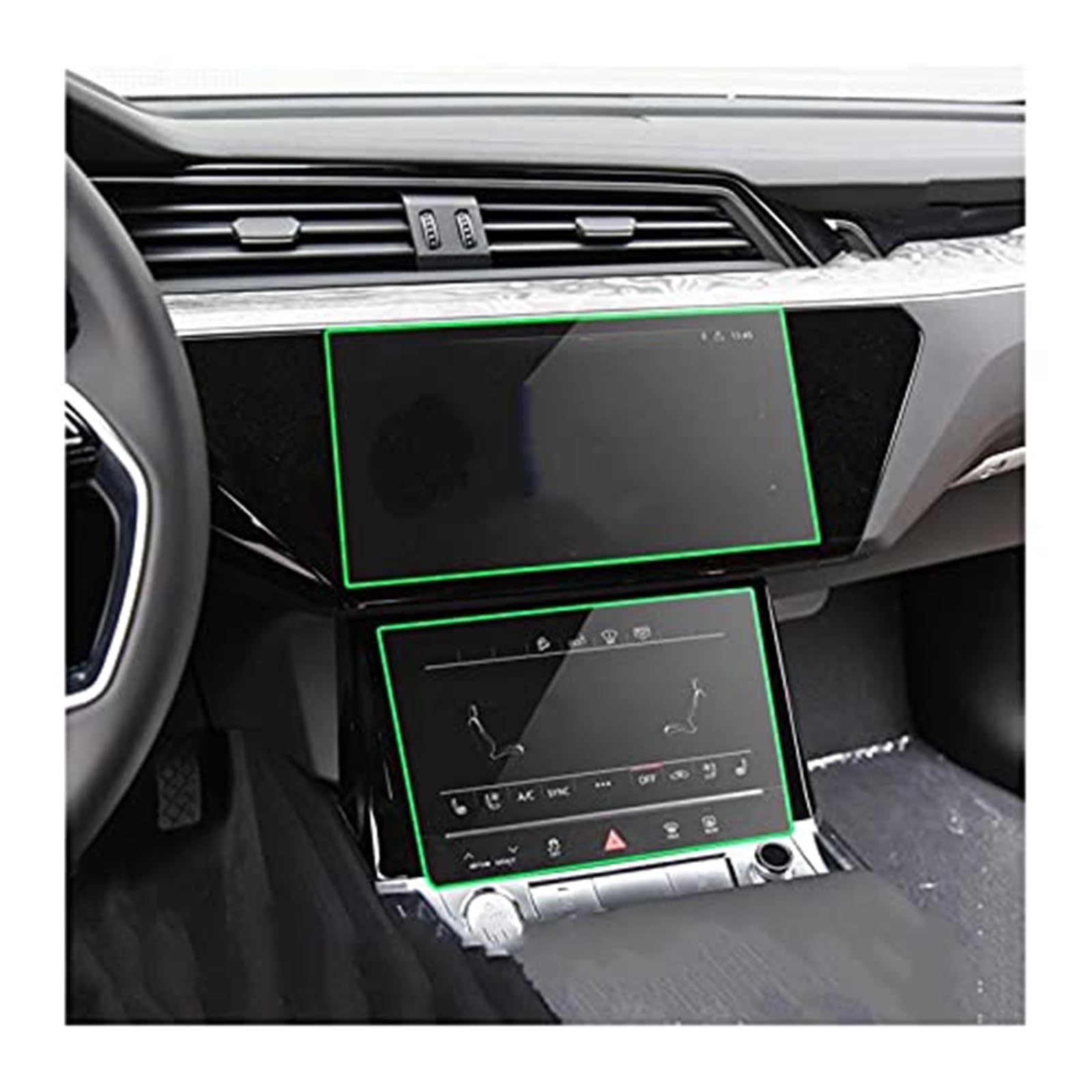 Yurefax Instrumenten-Displayschutzfolie for E-tron 2018–2021, Auto-Armaturenbrett-Schutzfolie, GPS, gehärtetes Glas, LCD-Display-Schutzfolie, gehärtetes Glas Displayschutz aus Glas(BLACK Navigation Gl von Yurefax