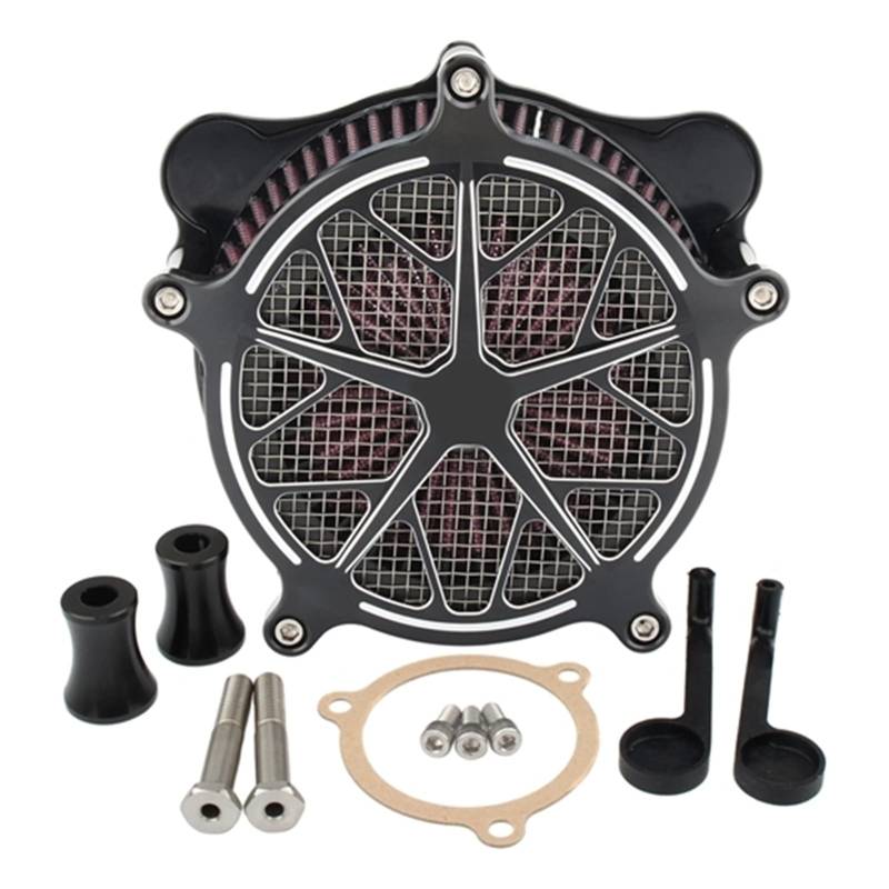 Yurefax Luftfilter-Kit for Harley, Touring-Luftansaugfilter Electra Glide Road King Tri Glide 2008-2016 Dyna Fat Bob Softail 2016-2017 Motorrad-Luftfilter(A) von Yurefax