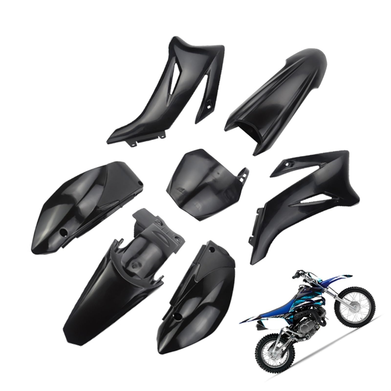 Yurefax TTR110 Kunststoff-Verkleidungskörper-Kit TTR110 TTR 110 2008 2009 2010 2011 2012 2013 2014 2015 & 110–200 cc Dirt Bike Motorrad-Kunststoffverkleidung(Black) von Yurefax