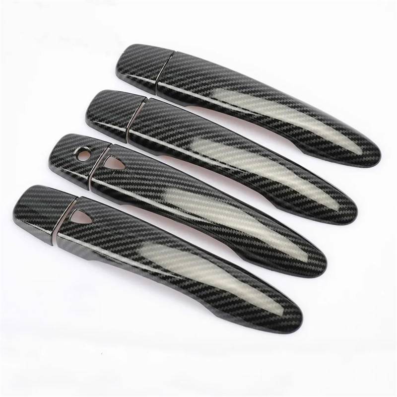 Yurefax for Renault, for Samsung, QM6 2016 2017 2018 2019 2020 Carbon Fiber Chrome TÜRGRIFF Abdeckung FANGKAPPE ZIERLEISTE ZUBEHÖR Türgriffverkleidung(Black 2 Buttons) von Yurefax