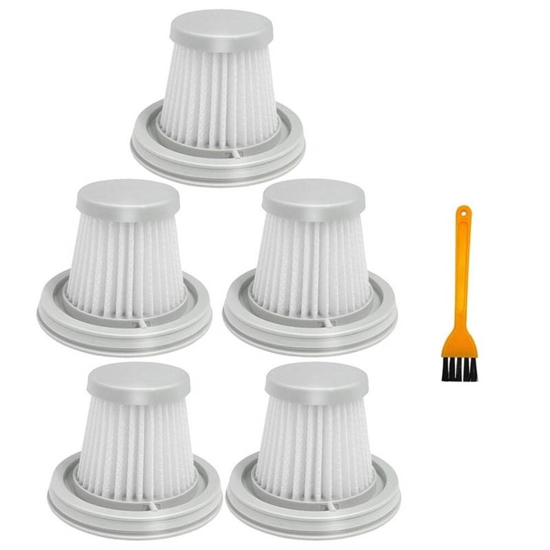 Yurefax for XIAOMI-MIJIA Staubsauger waschbar, Filter Handy Home Mini Wireless Filtering Staub recycelbare Staubsauger Filterteile(5PCS and Brush) von Yurefax