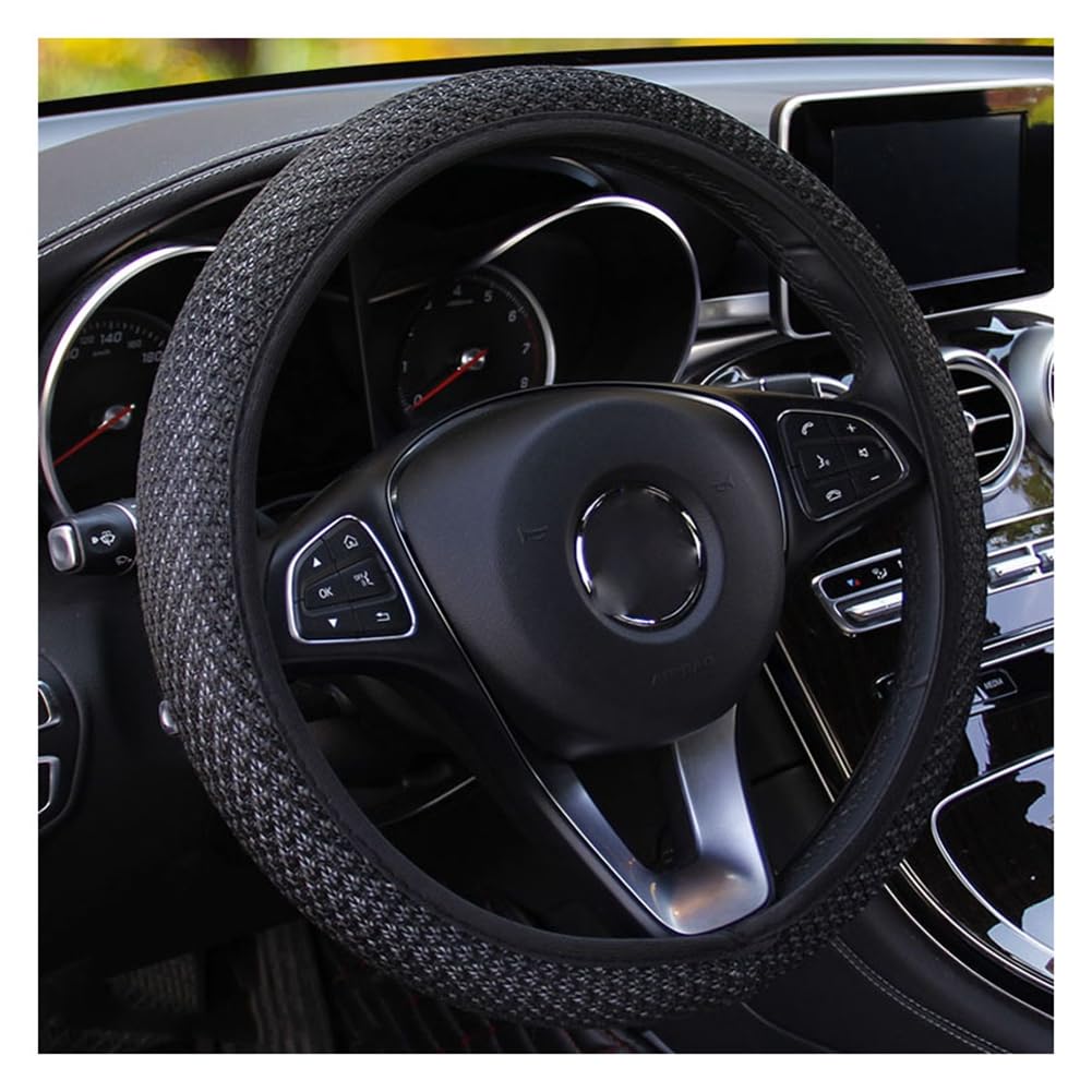 Yurosiay Universal Auto Lenkradbezug Atmungsaktiv Ice Silk Auto Lenkradhülle Anti-Rutsch Lenkradabdeckung Elastizität Lenkradschutz Auto Steering Wheel Cover für Frauen Männer 36-38cm Schwarz von Yurosiay