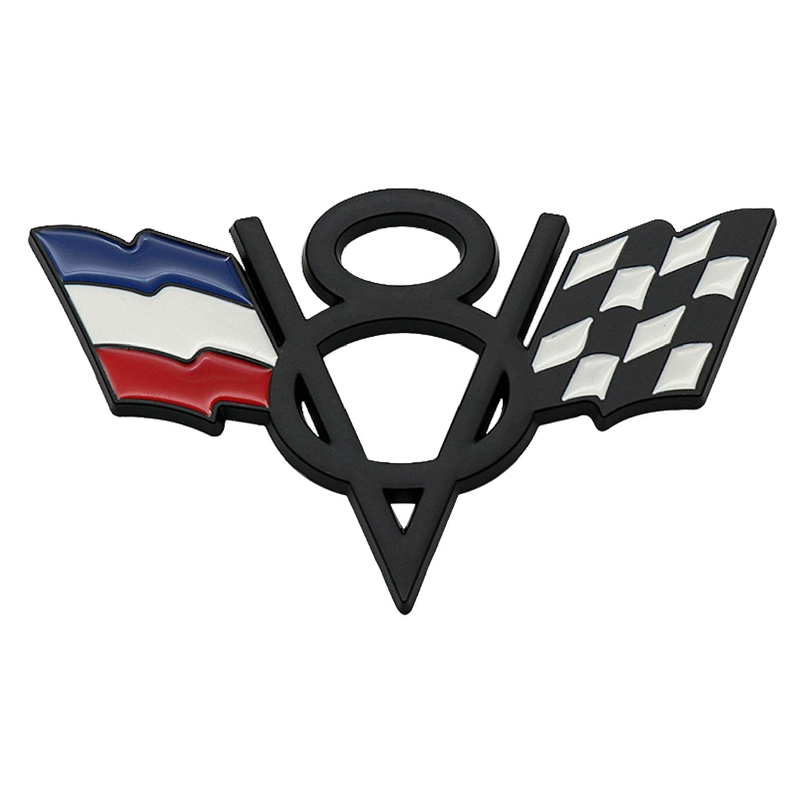 3D-V8 Motor Logo, Flagge Chrome Badge Emblem Aufkleber V8 Emblem Zeichen Chrom Schriftzug 3D Logo Auto Aufkleber Tuning Sticker Metall 10.5x6.3cm von Yusheng