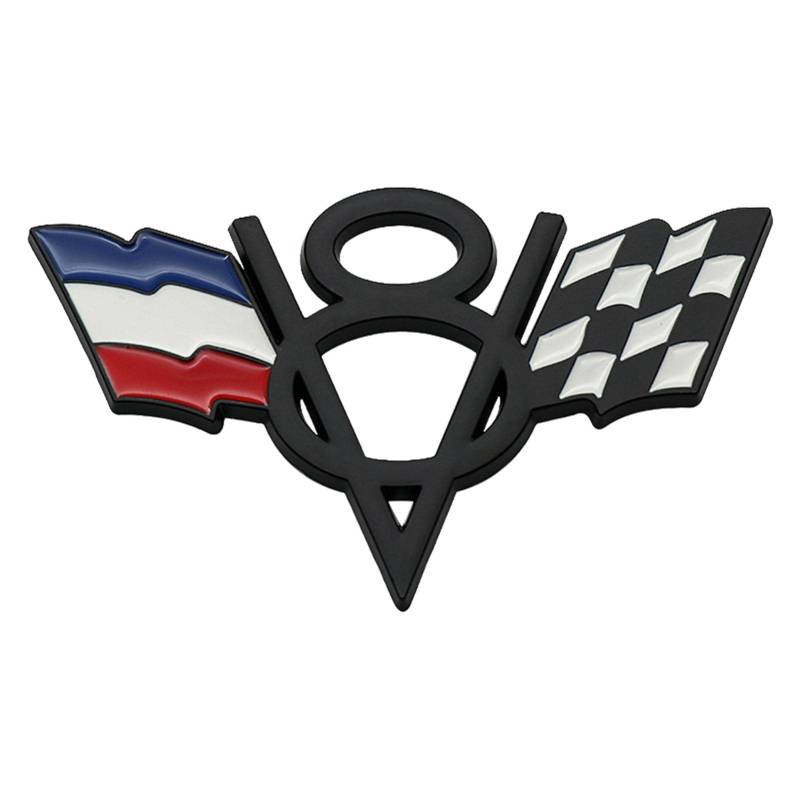 3D-V8 Motor Logo, Flagge Chrome Badge Emblem Aufkleber V8 Emblem Zeichen Chrom Schriftzug 3D Logo Auto Aufkleber Tuning Sticker Metall 10.5x6.3cm von Yusheng