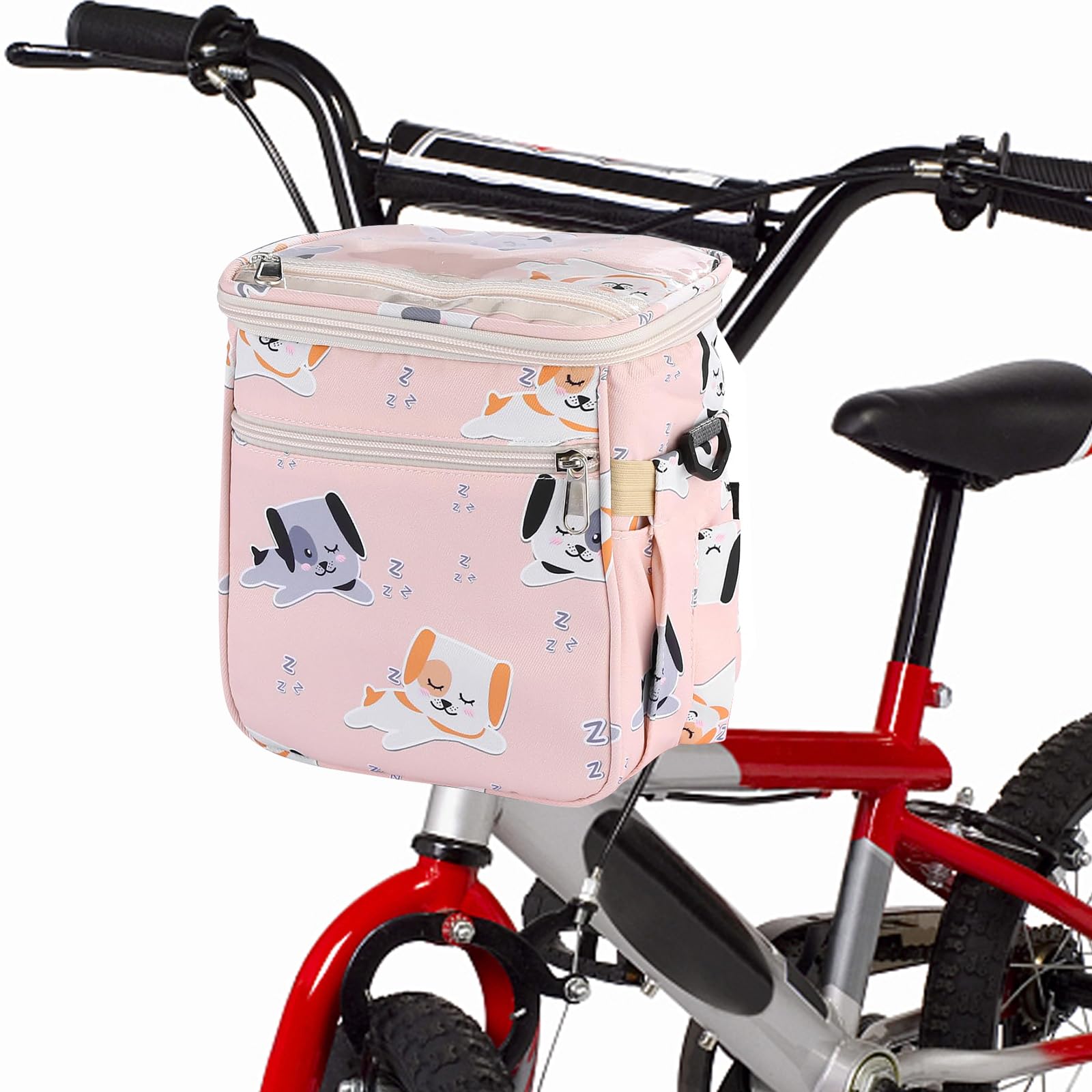 YushengTai Lenkertasche Fahrrad Kinder, Fahrradtasche Lenker Kinder für Kinder Roller, Fahrradtasche für Laufräder mit Abnehmbarer-Schultergurt, wasserdichte Lenkertasche Kinder (Hündchen) von YushengTai