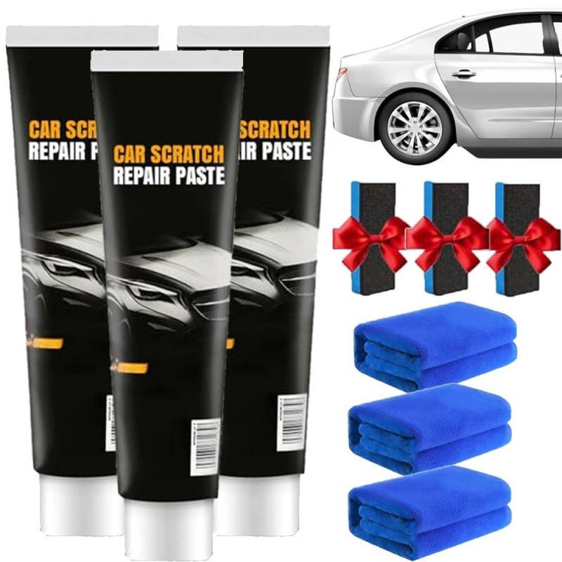 Car Scratch Repair Paste, Autokratzer-Reparaturpaste, Car Scratch Remover, Politur Auto Kratzer Entfernen, Auto-Kratzer-Reparaturmittel, Karosserie-Compound mit Polier-Schleifpaste (3 Stücke) von YuuFcy