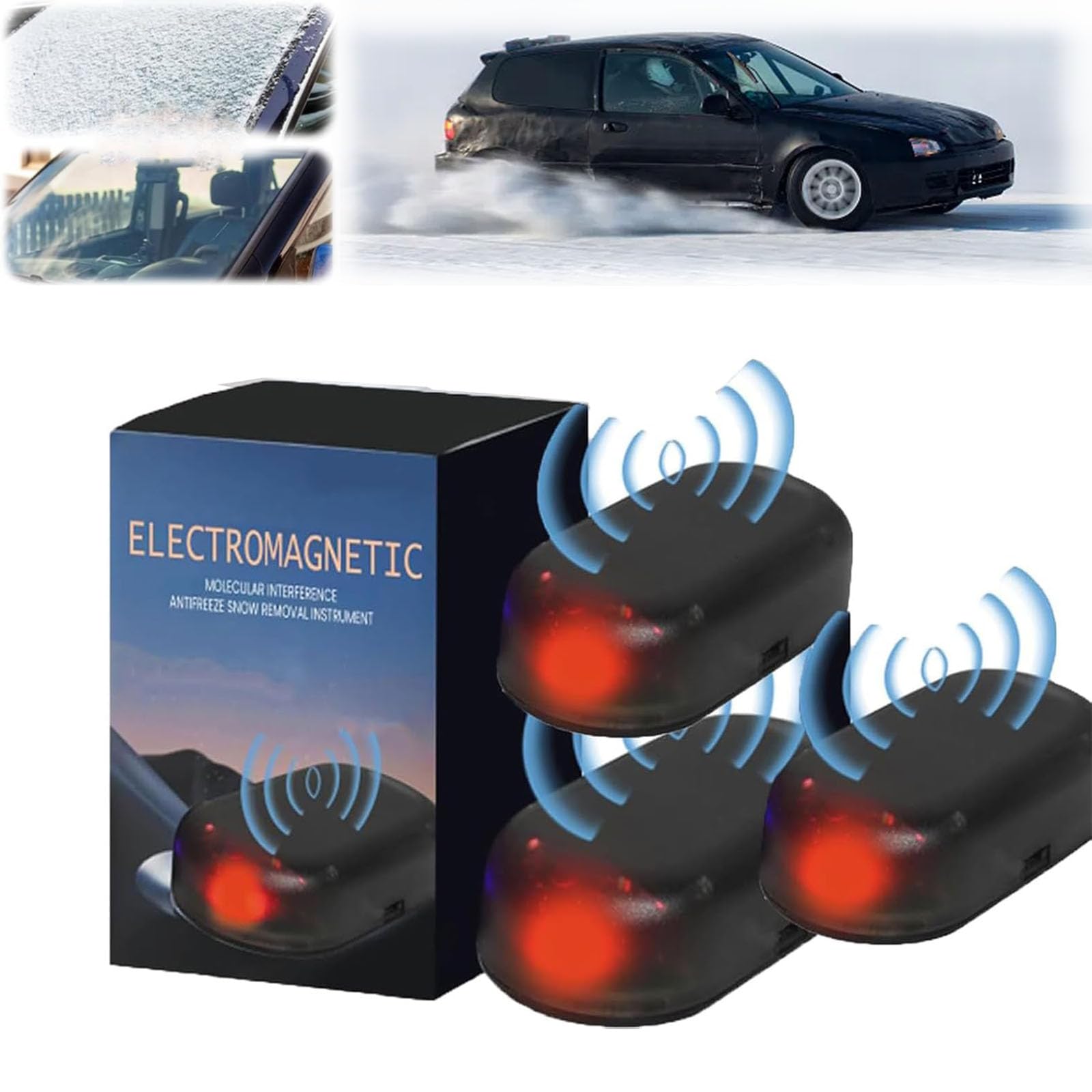 Elektromagnetischer Auto-Enteiser, Auto-Interferenz-Anti-Frost-Gerät,Tragbare Kinetische Molekularheizung,Elektromagnetische molekulare Störung Frost- und Schnee-Entferner (3 Stücke) von YuuFcy