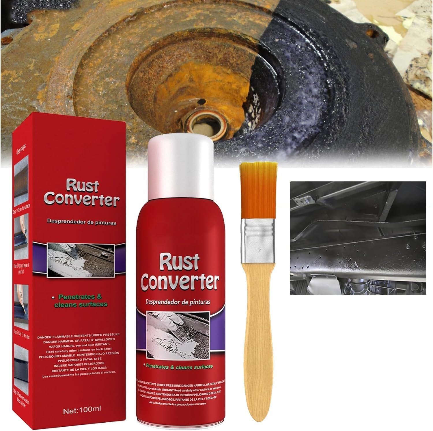 YuuFcy Auto Rostumwandler,Rostentferner Metall, Wasserbasierter Metall Rost Entferner Mit Bürste, Rust Converter, Rostumwandler Metallic,Rostentferner Rust Remover, Schnell Wirkende Rostbehandlung von YuuFcy