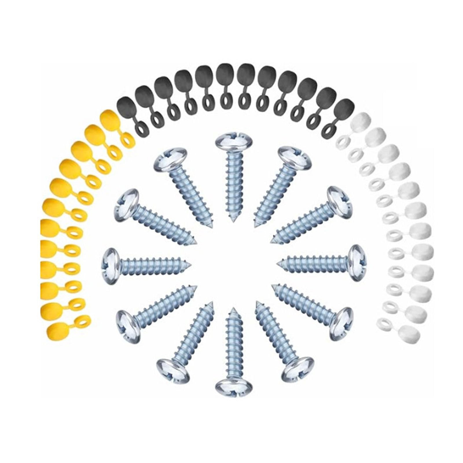 Ywmsfl 48pcs Nummernplattenschrauben Und Kappen Set Car Nächterplatten Befestigungsschrauben Befestigungsschrauben 12pcs Schraube 36 PCS Schraubenschläge Eingestellt von Ywmsfl