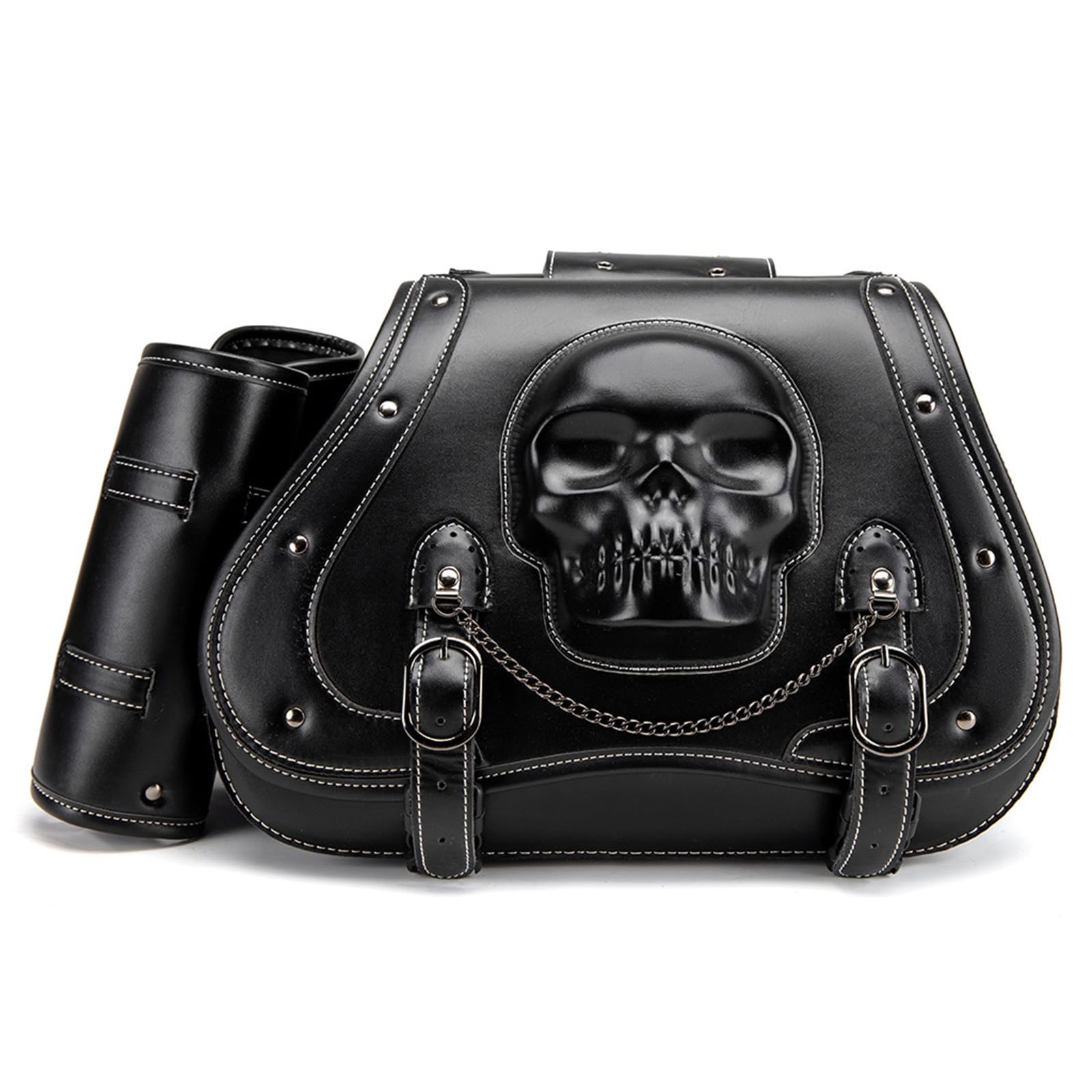 Ywmsfl Stylish Skull Designs Satteltaschen PU Leder Wasserdichtes Seitenbeutel Große Kapazität Satteltaschen Upgrades Für Fahrrad von Ywmsfl