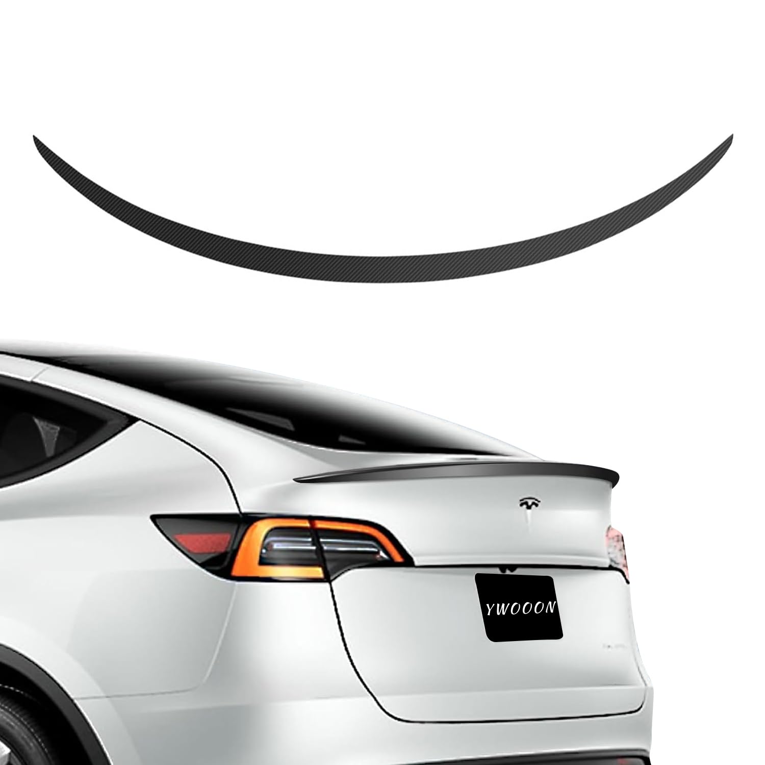 Ywooon Heckspoiler Spoilerflügel Heckklappe Heckdeckel für Tesla Model Y 2020–2024 ABS Performance Spoiler Zubehör (Matte Kohlefaser) von Ywooon