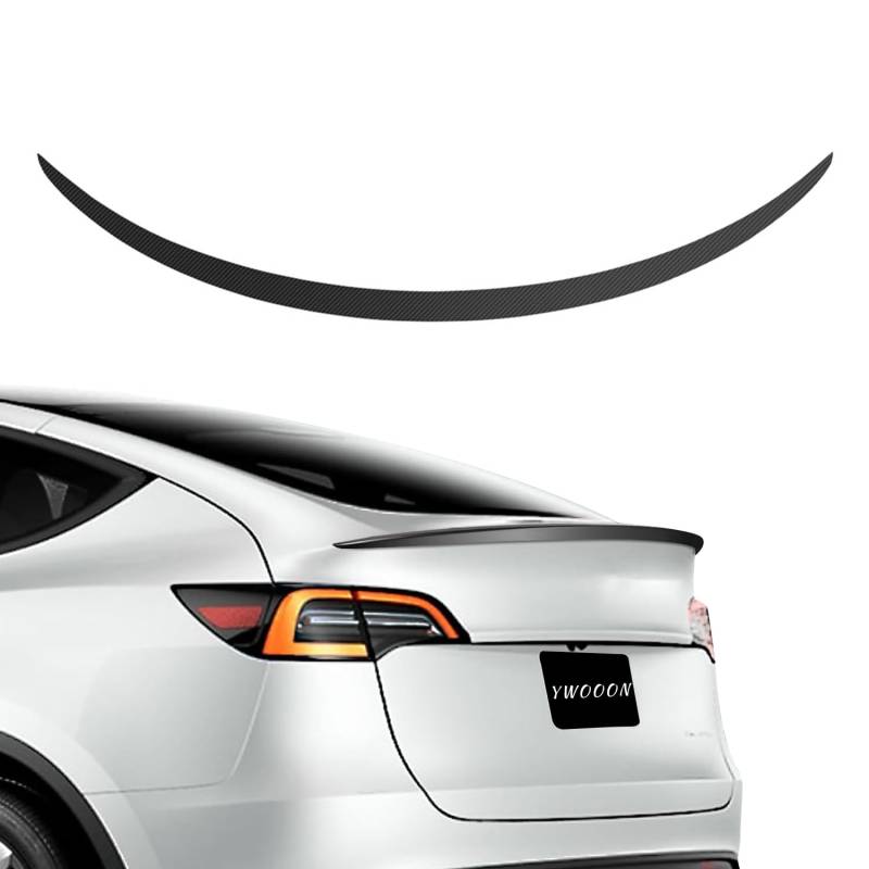 Ywooon Spoiler Original für Tesla Model Y 2020-2024 Zubehör ABS Heckspoiler Flügel Lippe (Glänzende Kohlefaser) von Ywooon