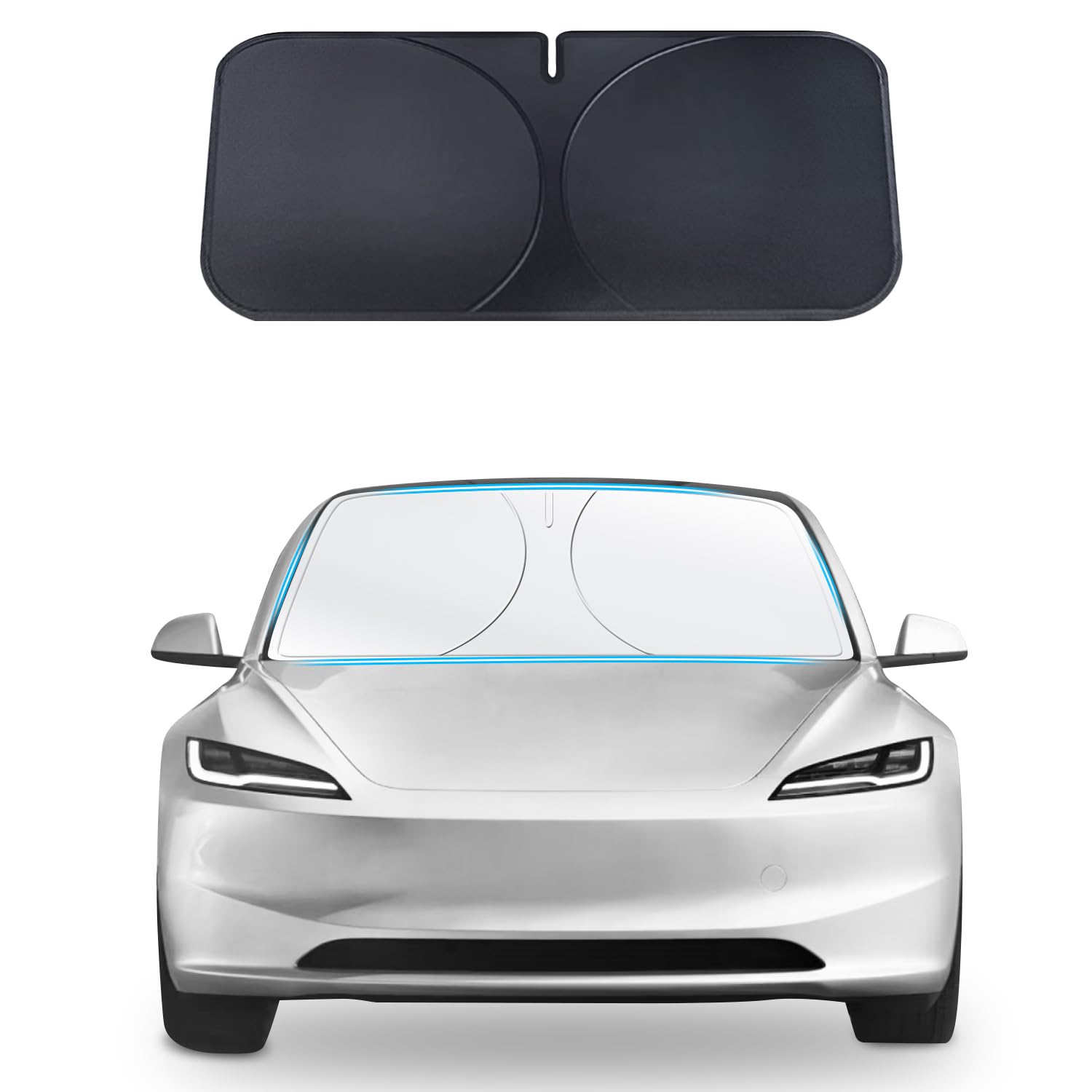 Ywooon Windschutzschuh Sonnenschatten für Tesla Model 3/Y 2017-2023 2024 verbesserter Schild Sonnenschild für das Frontfenster für Tesla Highland Accessoires von Ywooon