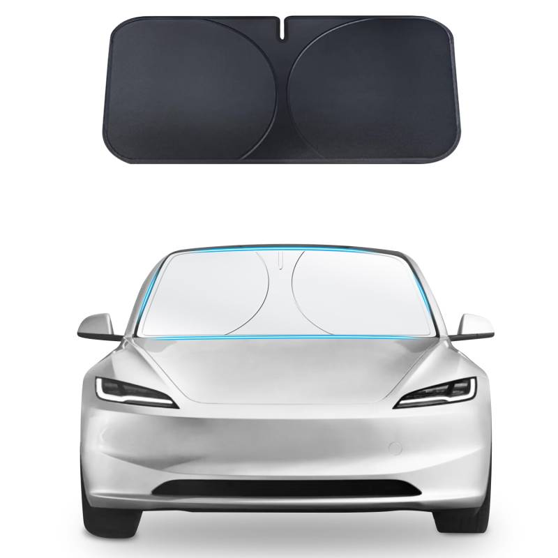 Ywooon Sonnenschatten für Tesla Model 3/Y 2017-2023 2024-2025 verbesserter Schild Sonnenschild für das Frontfenster für Tesla Highland Accessoires von Ywooon