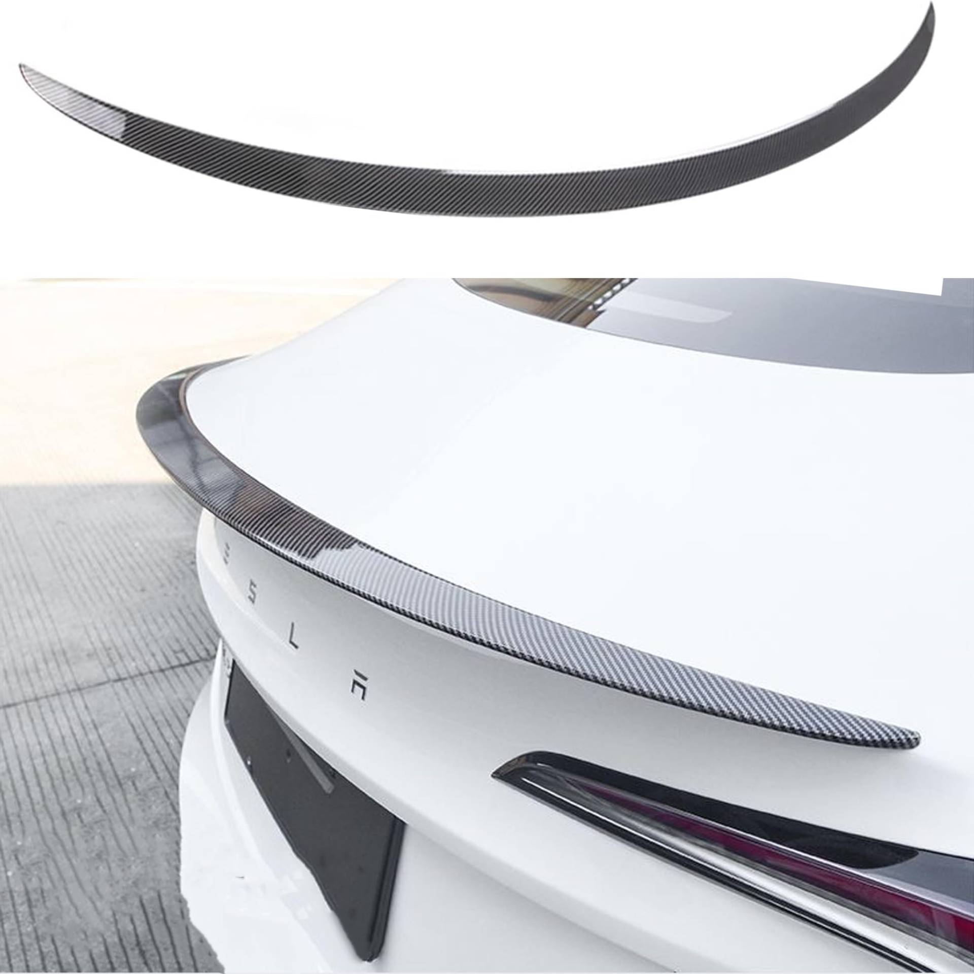 Ywooon für Tesla Model 3 Highland Spoiler OEM-Stil Heckspoiler Flügel Lip für Tesla 3 Highland 2024 2025 Zubehör ABS (Glänzende Kohlefaser) von Ywooon