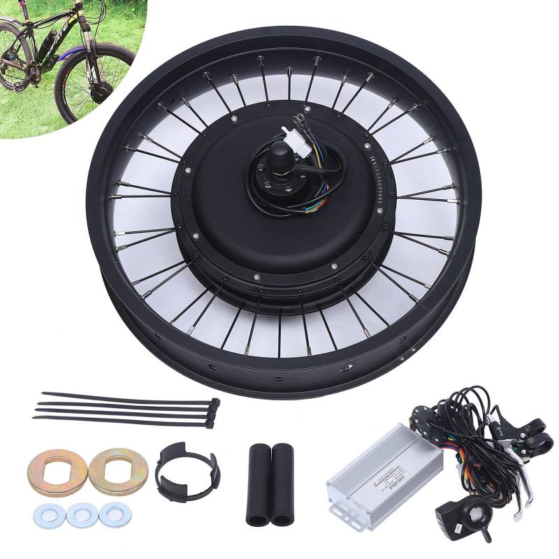 20" E-Bike Conversion Kit, 48V 1000W Hinterrad Elektrofahrrad Umbausatz Rearmotor, Nabenmotor Umbausatz, E-Bike Umbausatz Fahrrad Schwarz für die meisten Fahrräder von YyanLAK