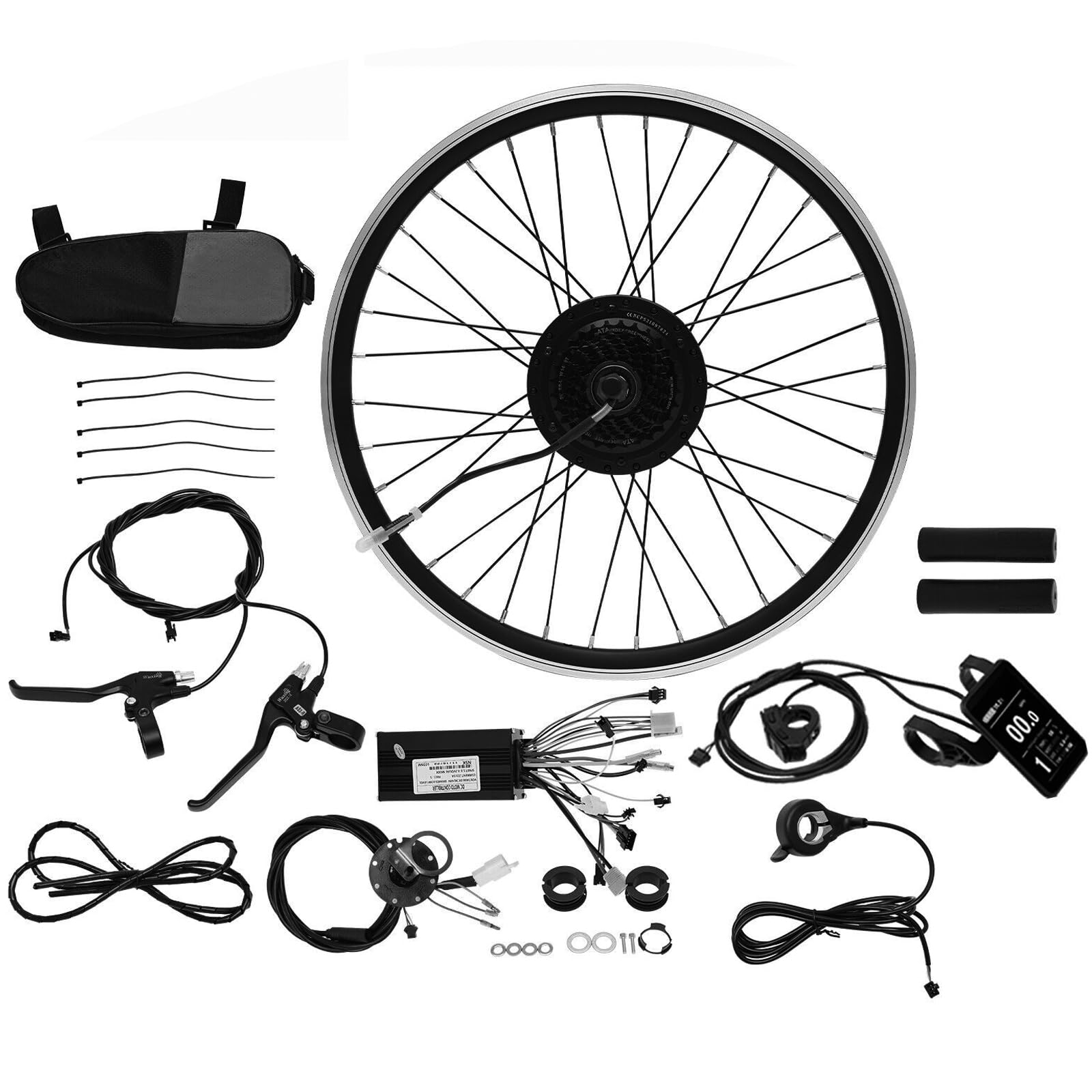 24 Zoll LCD E-Bike Umbausatz, 36V 500W Elektrofahrrad Ebike Conversion Motor Kit, 5 Gänge Gangverstellung, 30-35km/h Geschwindigkeit, zum Zusammenbauen und Umbauen (Hinterrad) von YyanLAK