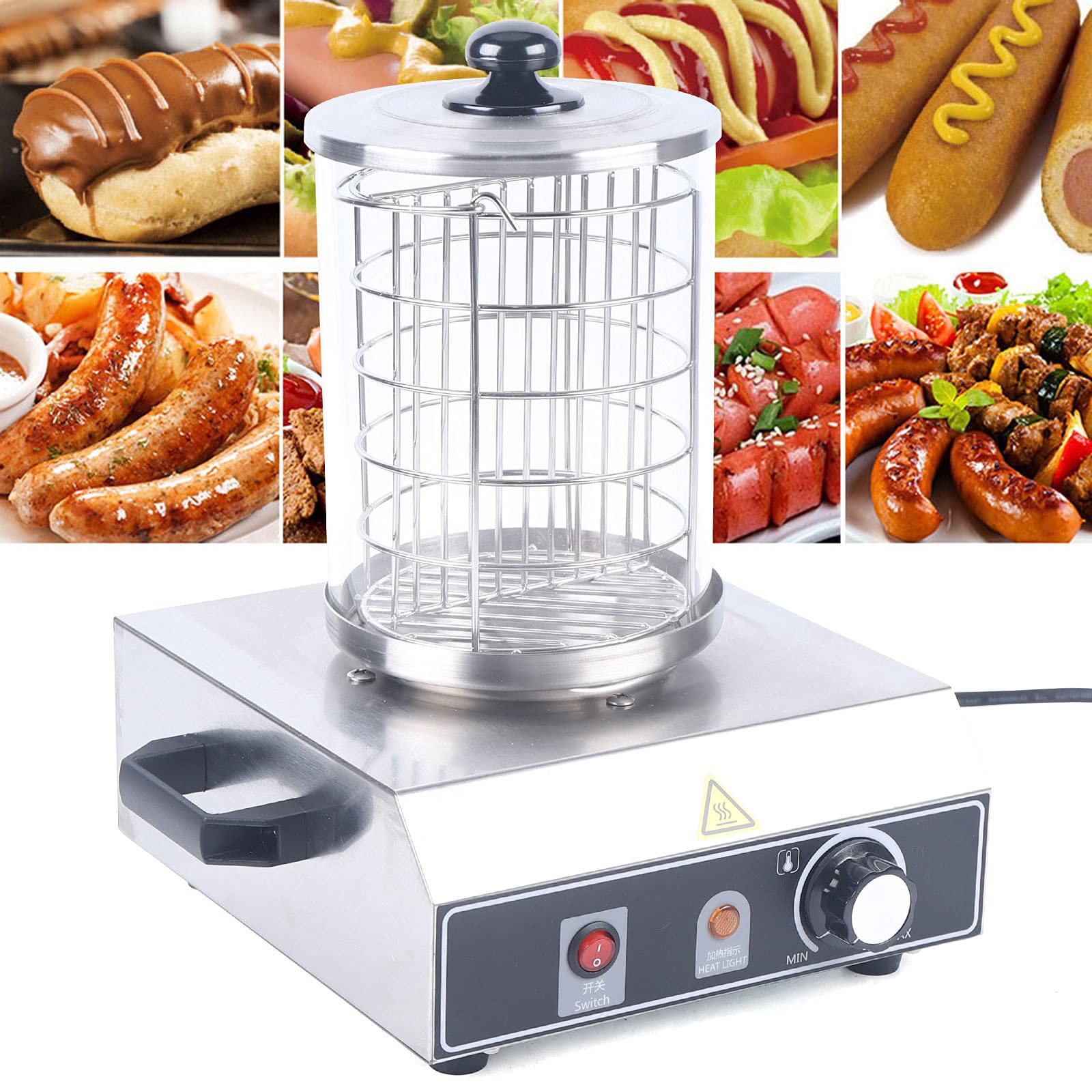 Edelstahl Hot Dog Maker, 220V Wurstkocher Erhitzer, 0～85℃ Temperaturregler, Kommerzielle Bockwurstkocher, für Restaurants Snackbars Familienfeiern von YyanLAK