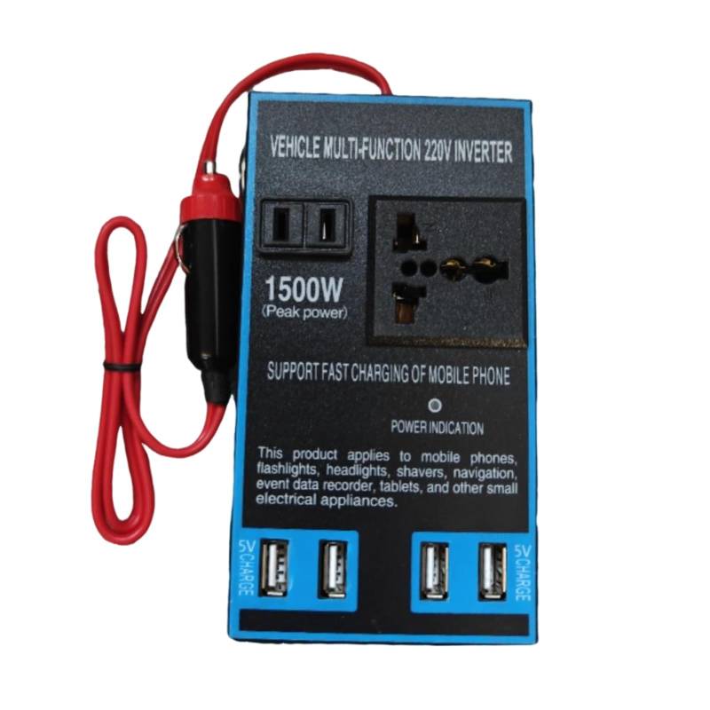 Yzdysg 1500W Auto Wechselrichter DC12V 24V Zu AC220V Auto Konverter Mit 4 USB Anschlüssen Auto Laptop Telefon Ladeadapter von Yzdysg