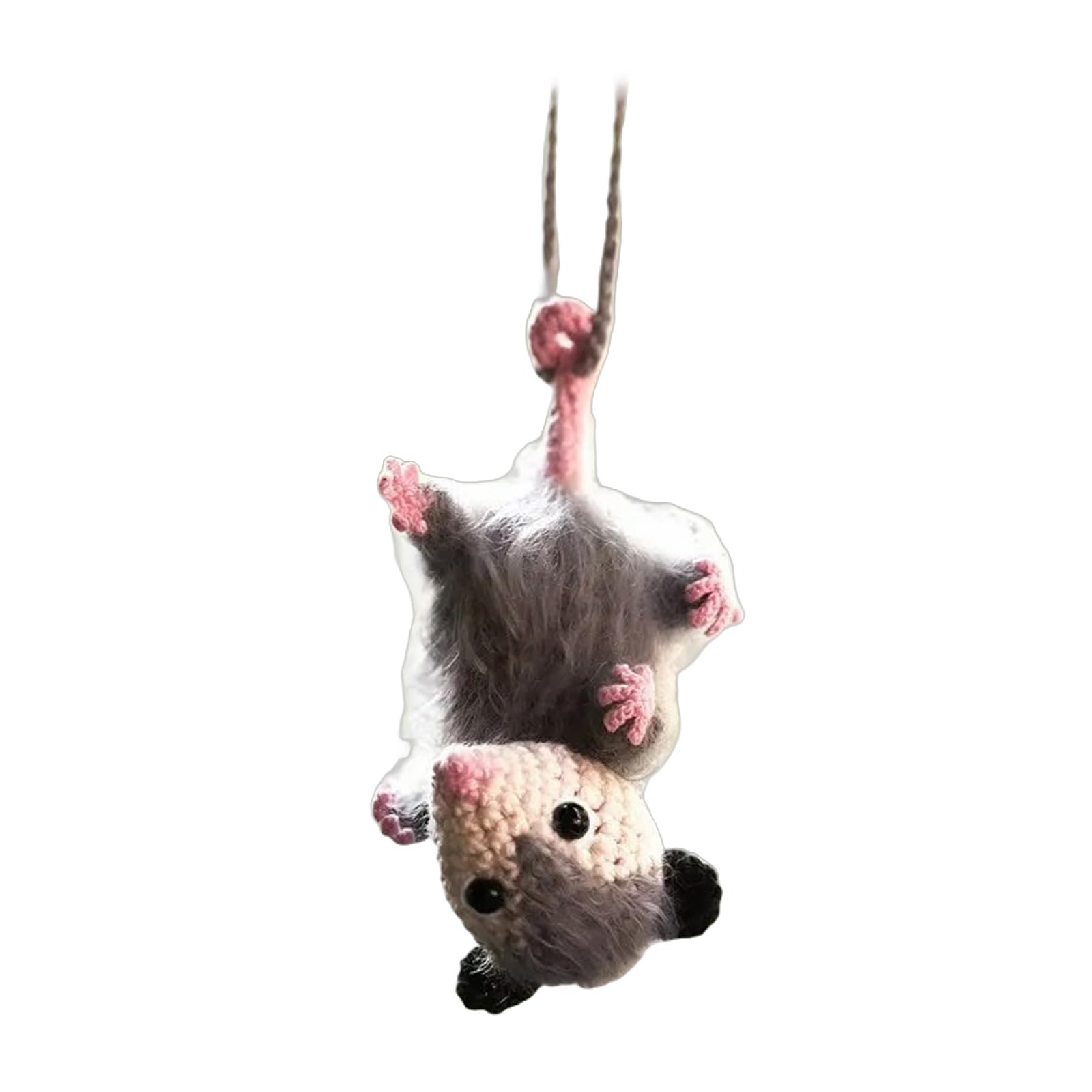 Yzdysg Automobil Innenraum Charm Gestrickte Opossum Dekoration Gehäkelte Opossum Anhänger Dekoration Auto Rückspiegel Hängeornament von Yzdysg