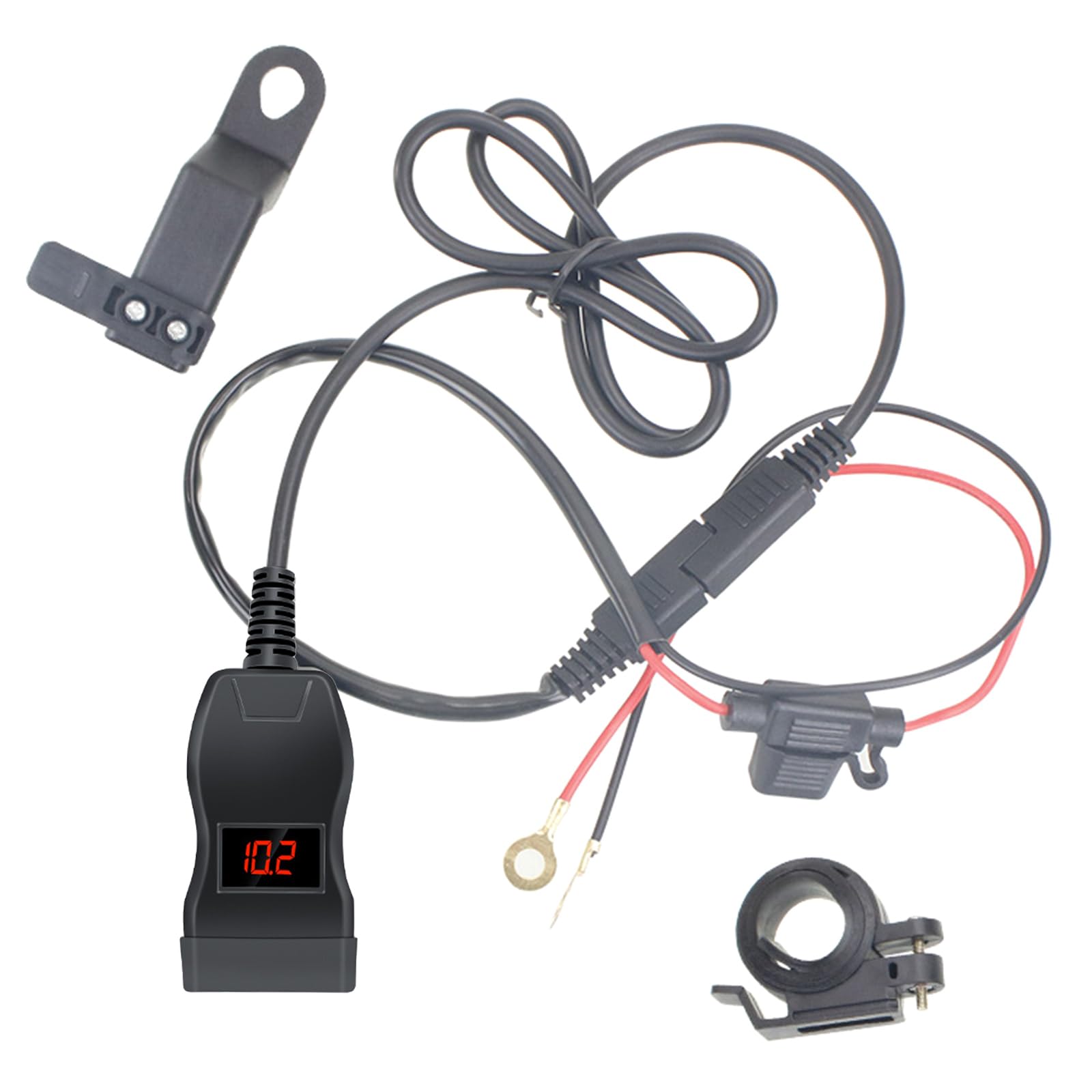 Yzdysg Wasserdichtes USB Ladegerät Set Für Motorräder Typ C SAEto USB Adapterkabel Telefon Ladegeräte Voltmeter (SAEto USB Adapter) von Yzdysg