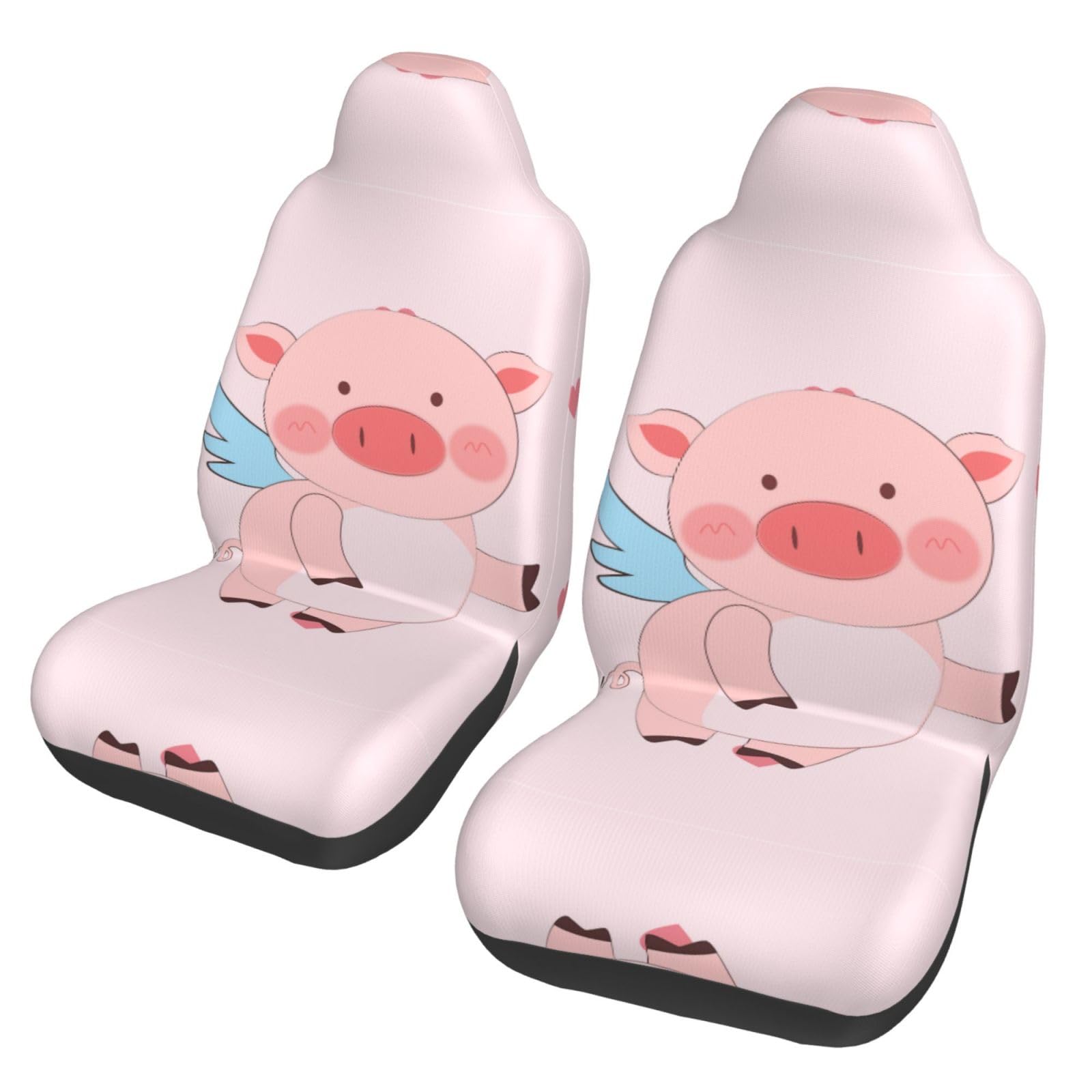 YzgWjBhd Cartoon Flying Pig bedruckte Autositzbezüge 2 Stück Premium Vordersitze Schonbezüge Stilvoller Automobil-Fahrzeugsitzbezug für Autos, SUVs, LKWs, Vans von YzgWjBhd