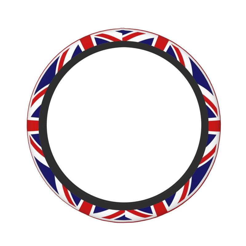 YzgWjBhd Elastische Stretch-Lenkradabdeckung mit UK-Flagge, rutschfest, universal, 38,1 cm (15 Zoll), bedruckt, stilvolle Auto-Innendekoration für Damen und Herren von YzgWjBhd