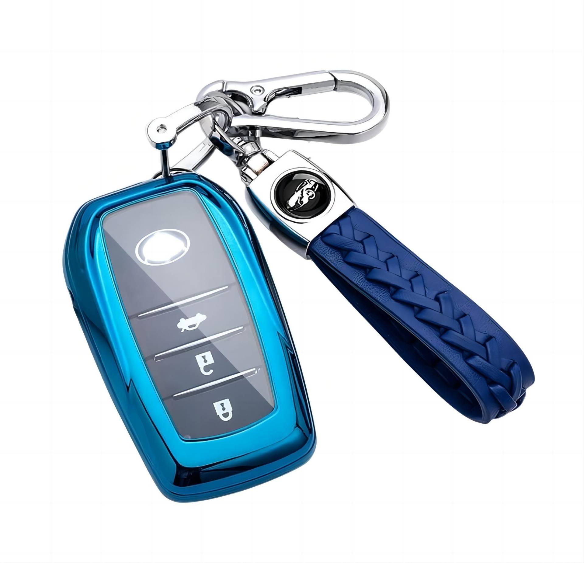 【4 Farben】 Z.MYUKI Yaris XP21 Hybrid Schlüsselhülle mit Schlüsselanhänger für Toyota Yaris Cross GR 2020-2023 2024 Zubehör Key Cover (Blau) von Z.MYUKI