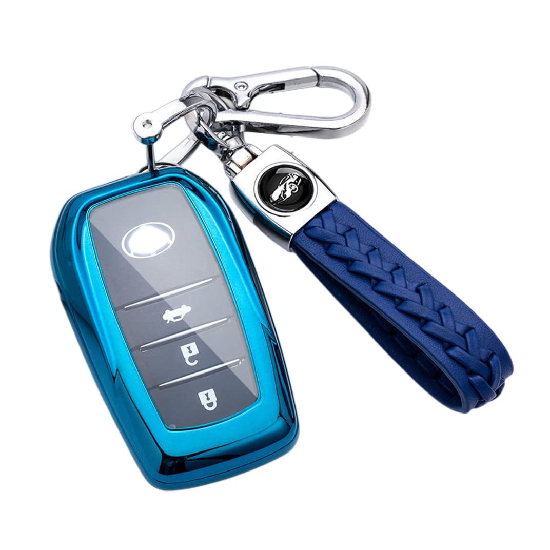 【5 Farben】 Z.MYUKI CHR GR Sport Hybrid Schlüsselhülle mit Schlüsselanhänger für Toyota CHR AX20 2024 2025 2026 Zubehör Key Cover (Blau) von Z.MYUKI