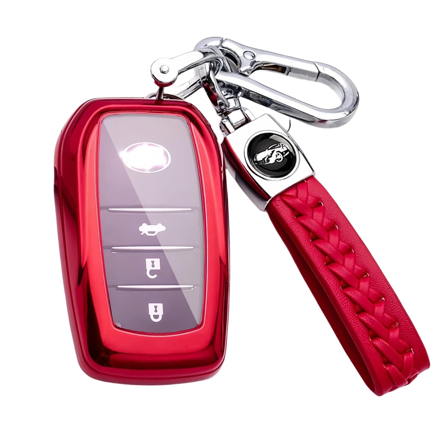 【5 Farben】 Z.MYUKI Hilux GR Sport Schlüsselhülle mit Schlüsselanhänger für Toyota Hilux 2016-2024 2025 Zubehör Key Cover (Rot) von Z.MYUKI