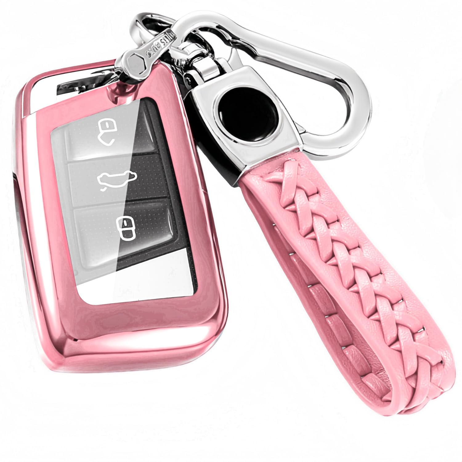 【5 Farben】 Z.MYUKI Schlüsselhülle mit Schlüsselanhänger für Skoda Fabia 4 2021-2024 2025 Zubehör Key Cover (Rosa) von Z.MYUKI