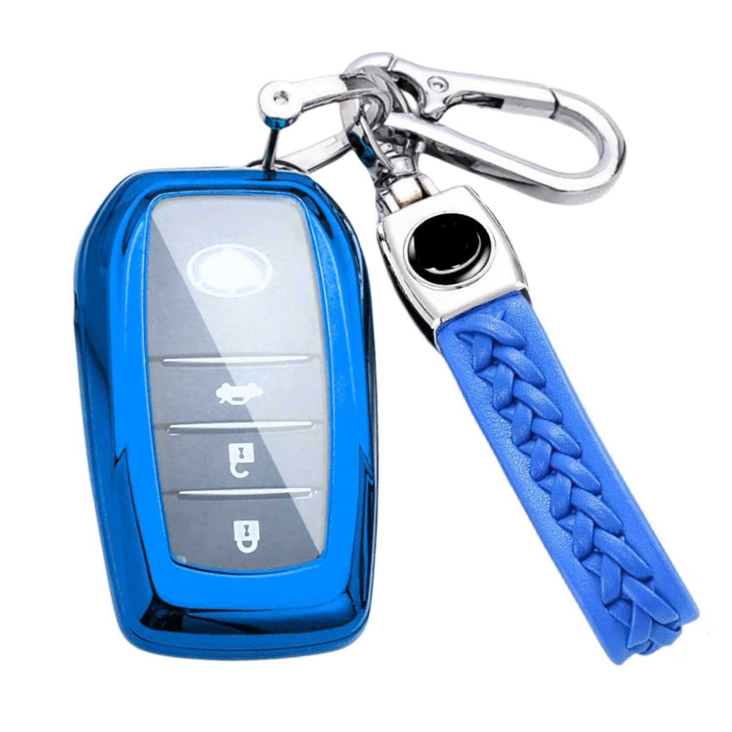 【5 Farben】 Z.MYUKI Schlüsselhülle mit Schlüsselanhänger für Toyota Highlander 2021-2024 2025 Zubehör Key Cover (Blau) von Z.MYUKI