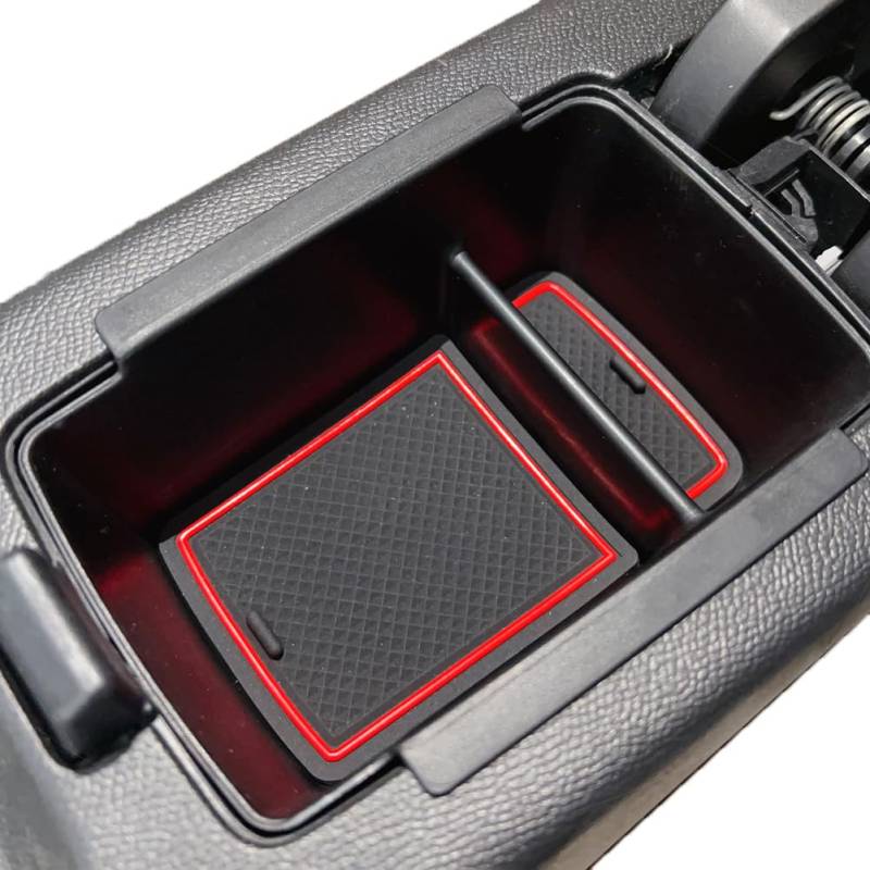 【4 Farben】Z.MYUKI Corsa-e Mittelkonsole Ablagefach für Opel Corsa F 2019-2023 2024 Zubehör Armlehne Mittelarmlehne Organizer (Rot) von Z.MYUKI