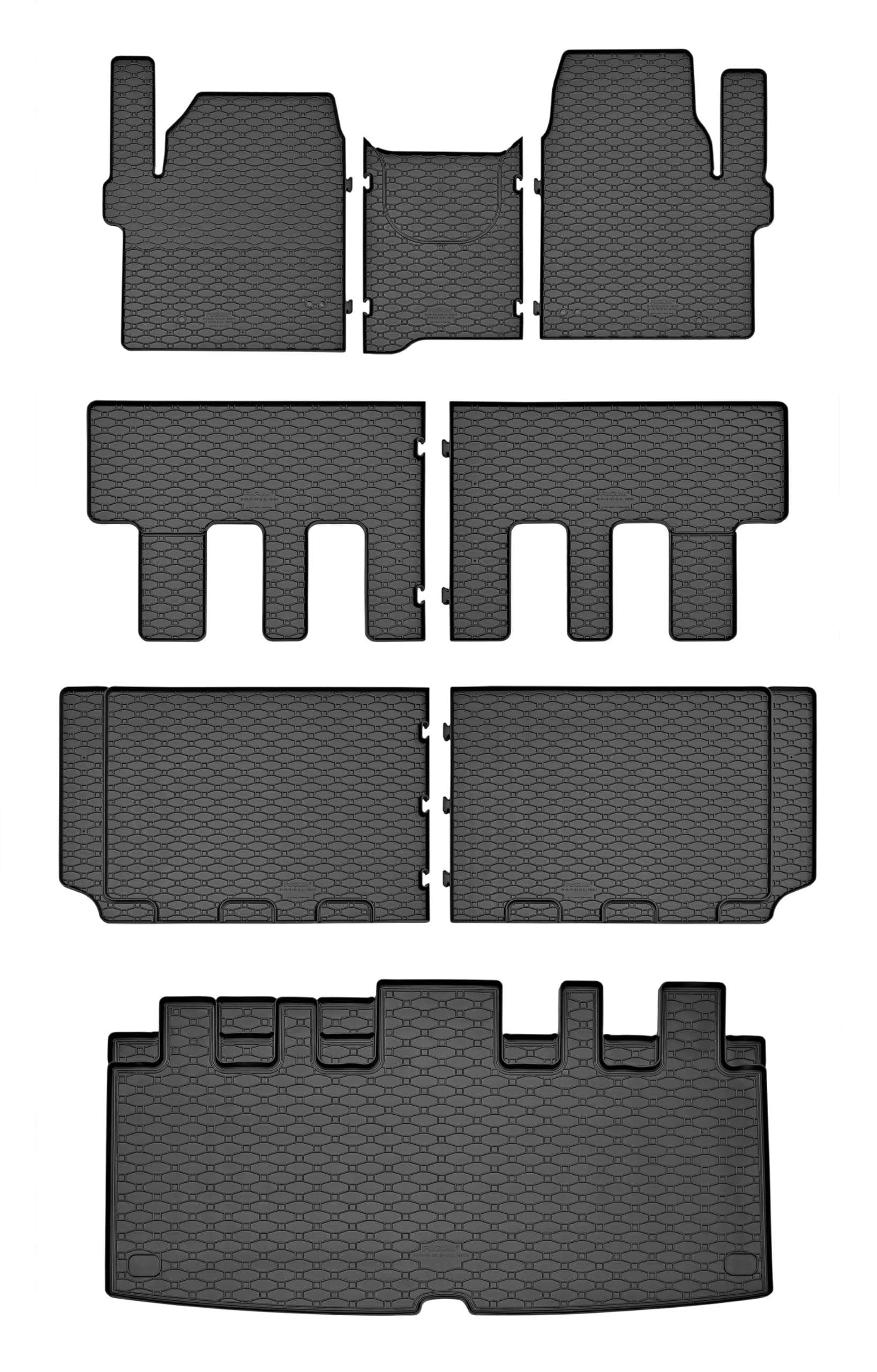 EIN Set gummimatten geeignet fürTourneo Custom ab 2024-8/9 Sitze - schwarz von Z4L