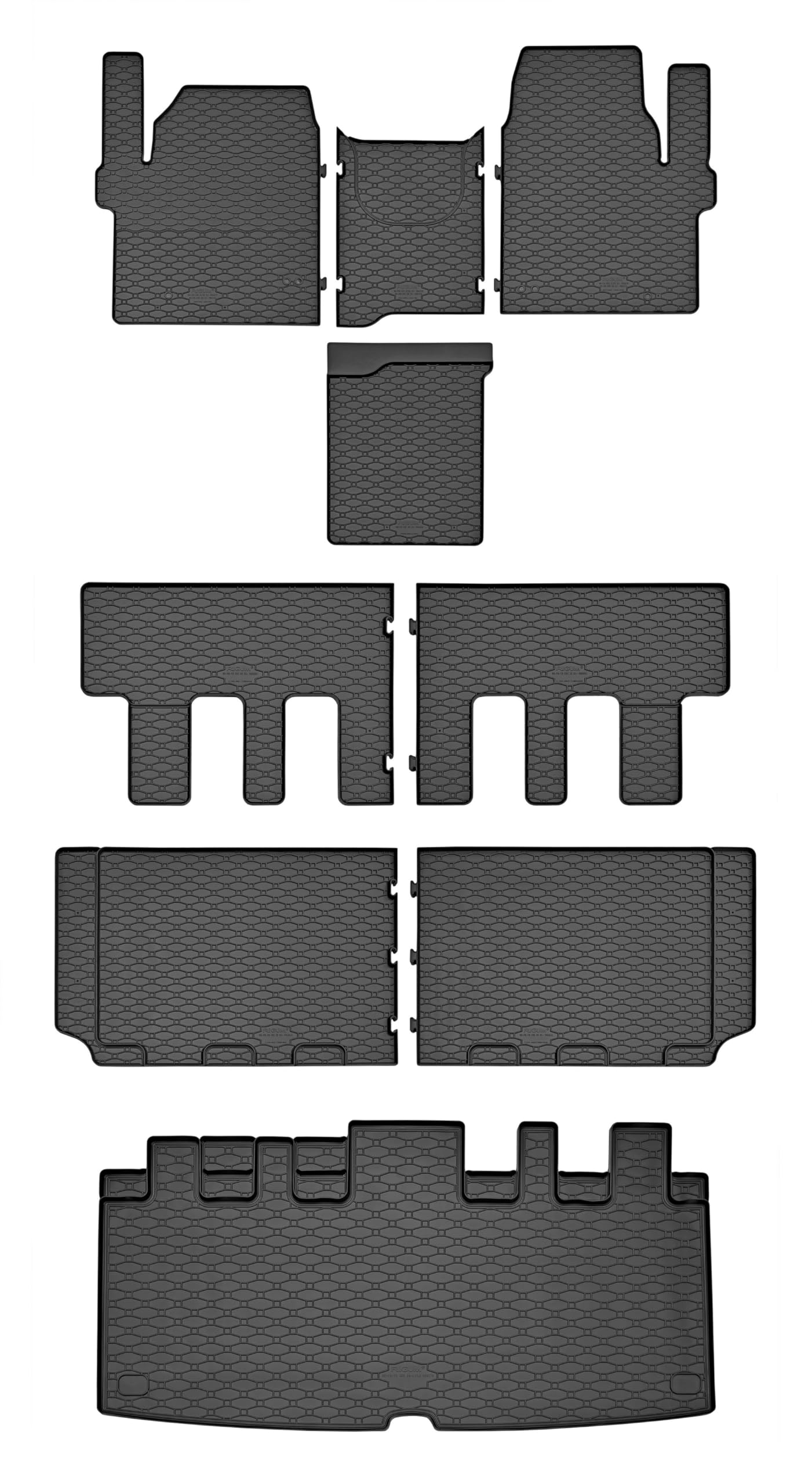 EIN Set gummimatten geeignet für Tourneo Custom ab 2024-8 Sitze + Tunel - schwarz von Z4L