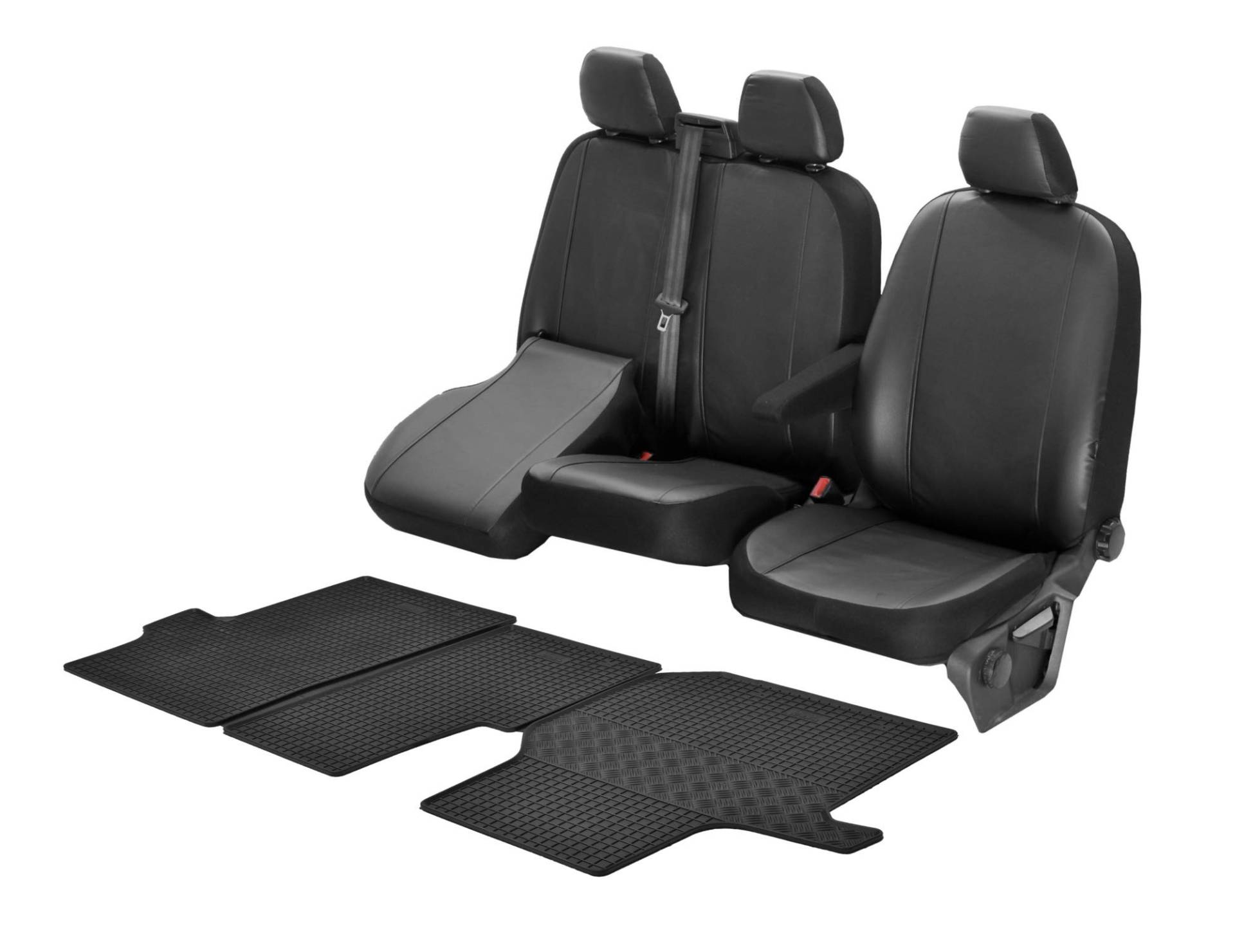 Passgenaue Kunstleder Sitzbezüge VIP und Gummifußmatten kompatibel mit VW Crafter ab 2017 - EIN Set von Z4L