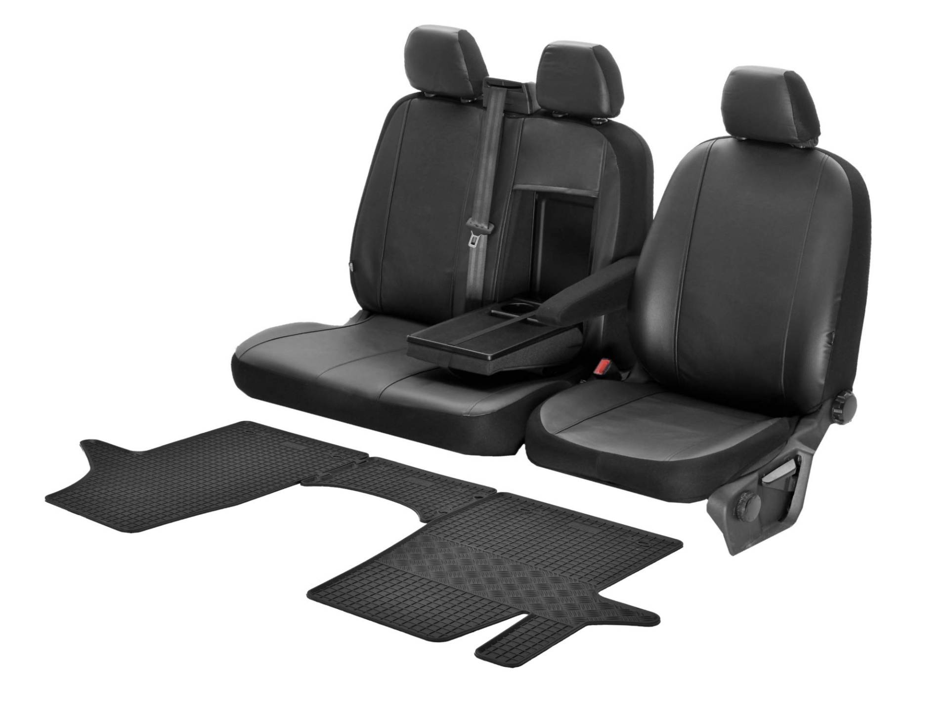 Passgenaue Kunstleder Sitzbezüge VIP und Gummifußmatten kompatibel mit VW T6 ab 2016 - EIN Set von Z4L