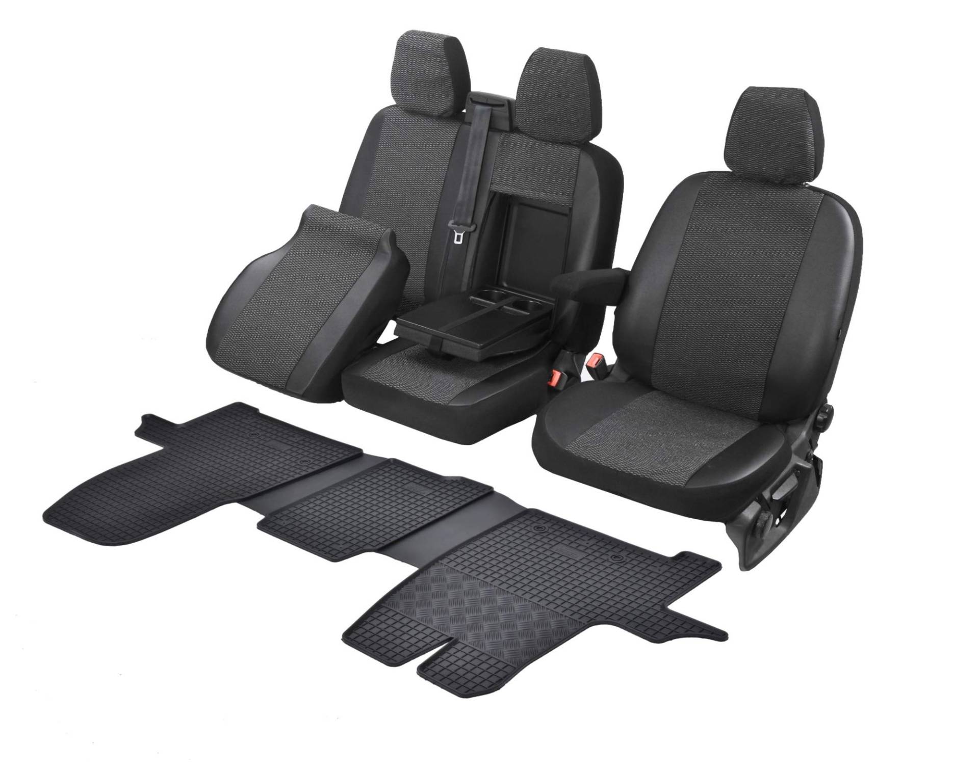 Passgenaue Sitzbezüge Viva und Gummifußmatten kompatibel mit Ford Tourneo/Custom ab 2012 - EIN Set von Z4L