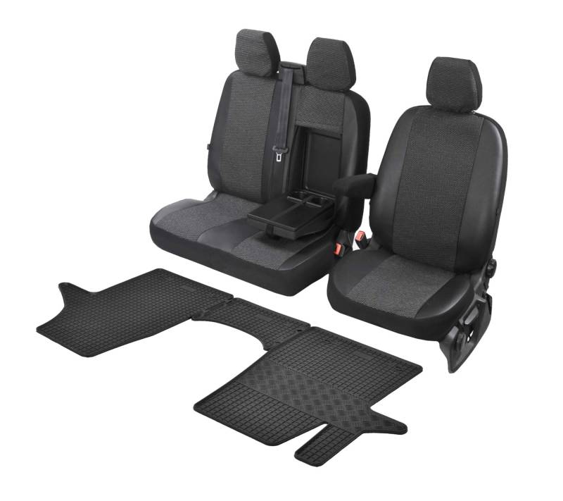 Passgenaue Sitzbezüge Viva und Gummifußmatten kompatibel mit VW T5 2010-2016 - EIN Set von Z4L