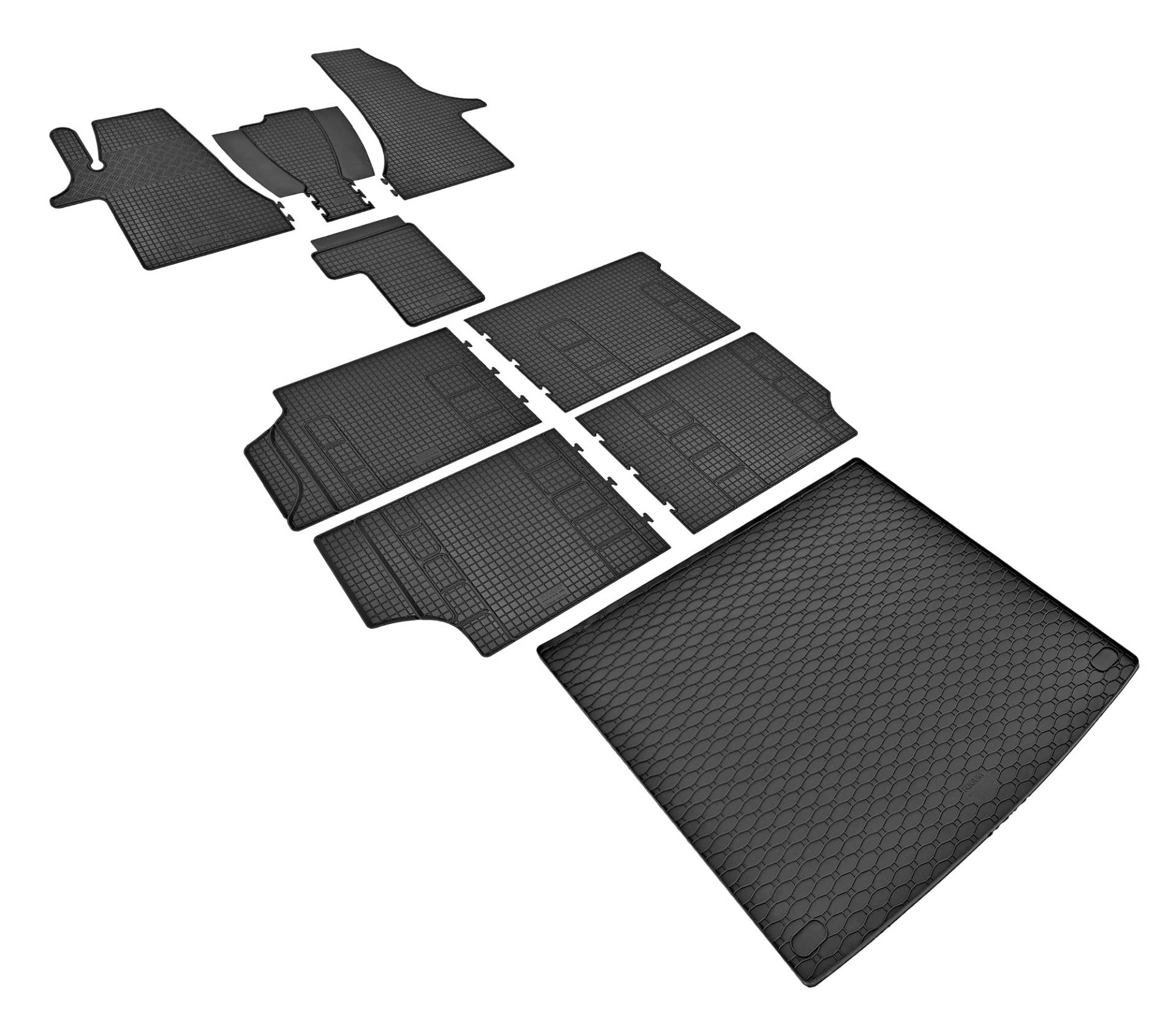 Z4L Gummifußmatten und Kofferraumwanne EIN Set geeignet für VW T6.1 Multivan 8 Sitze ab 2019 bis 2022 | L2 + Tunel von Z4L